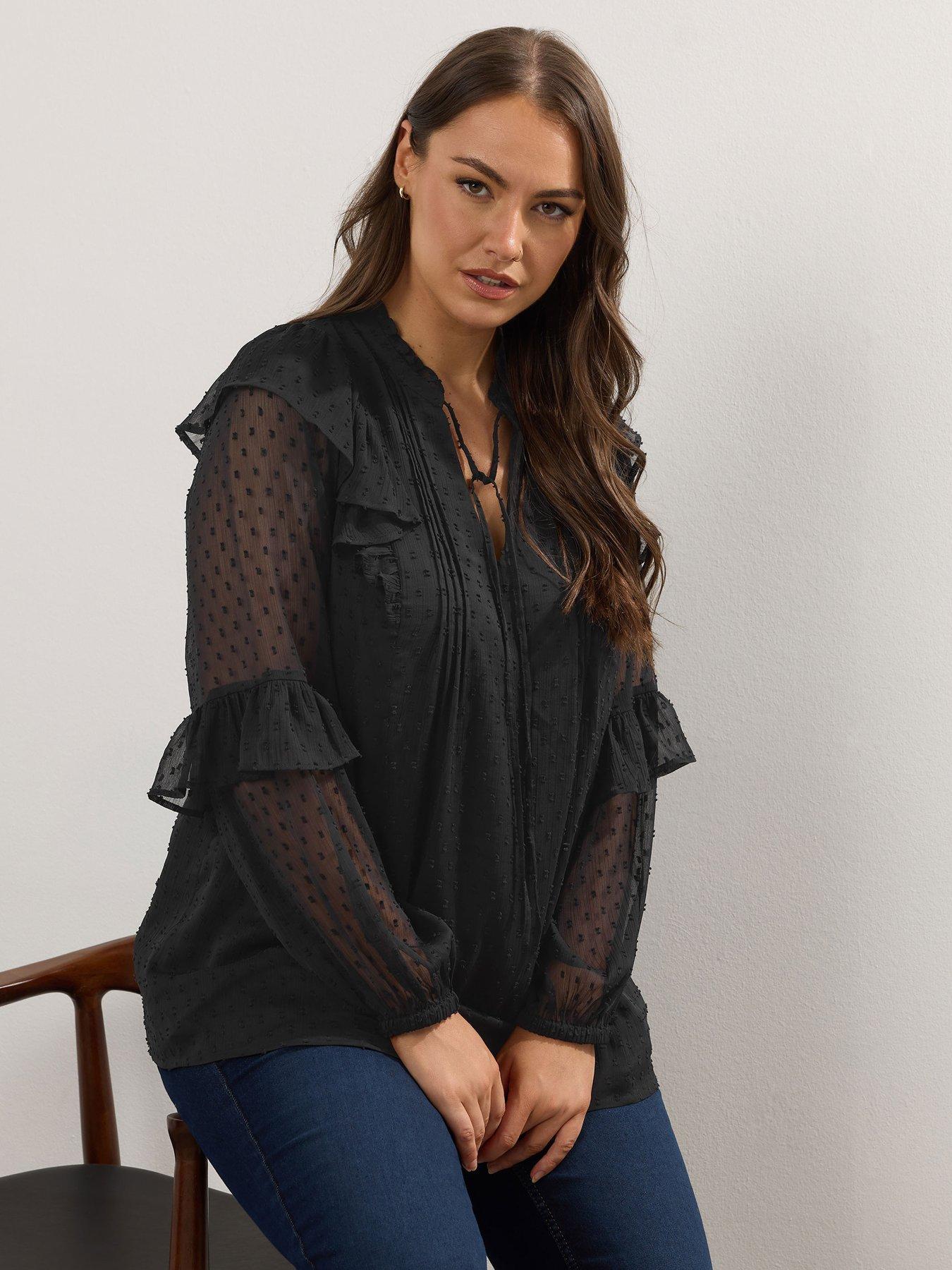 undefined Curve Dobby Ruffle Blouse