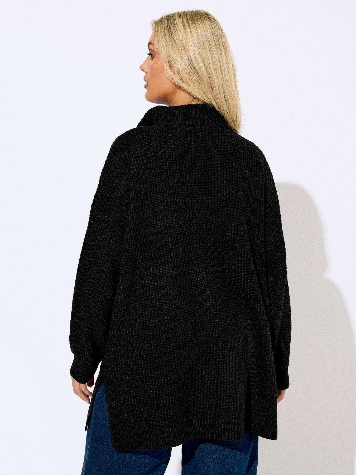 Image 2 of 4 of Yours Curve Quarter Zip Jumper - Black
