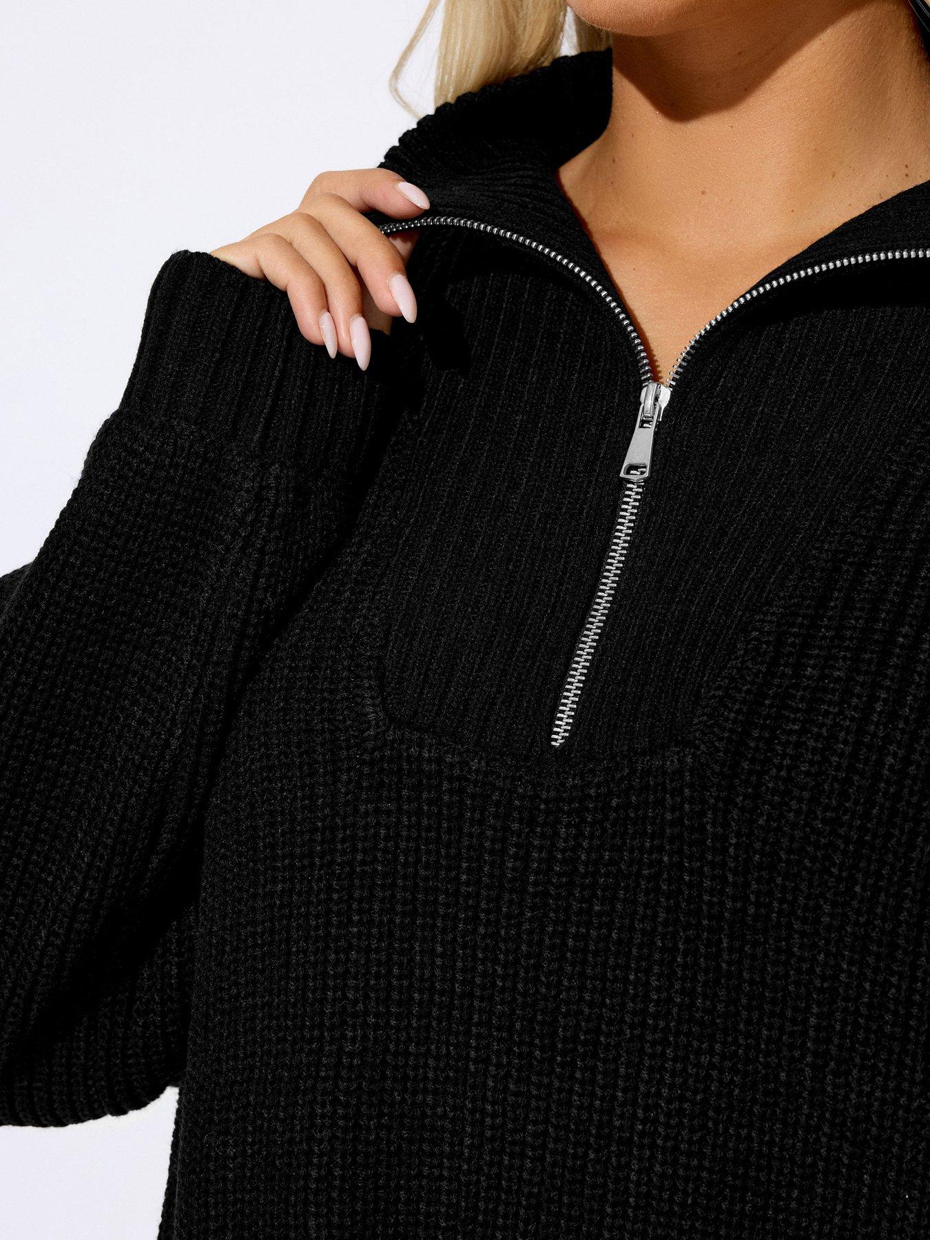 Image 4 of 4 of Yours Curve Quarter Zip Jumper - Black