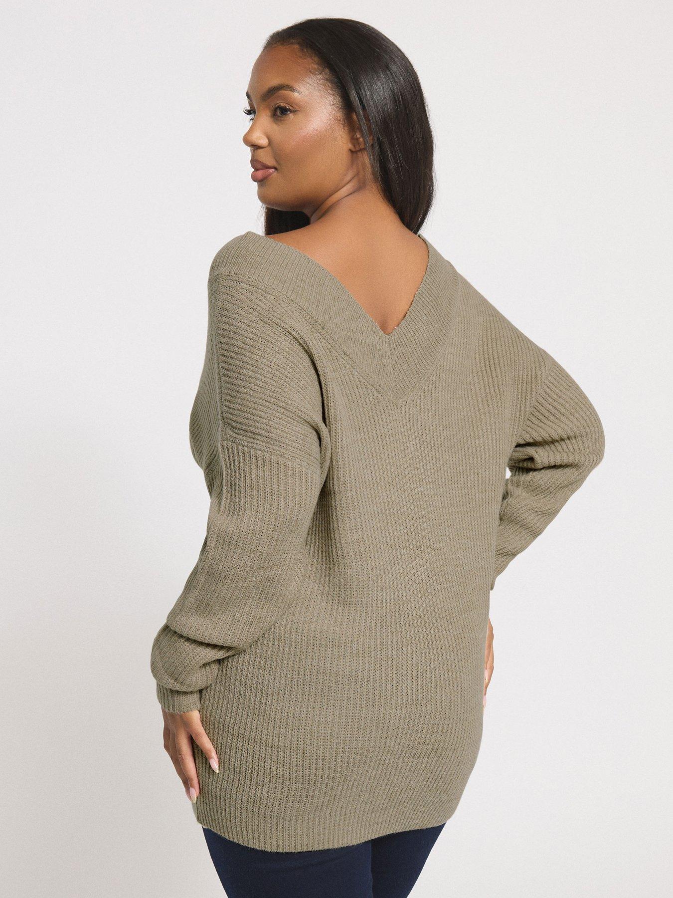 Image 2 of 4 of Yours Curve Double V Jumper - Natural