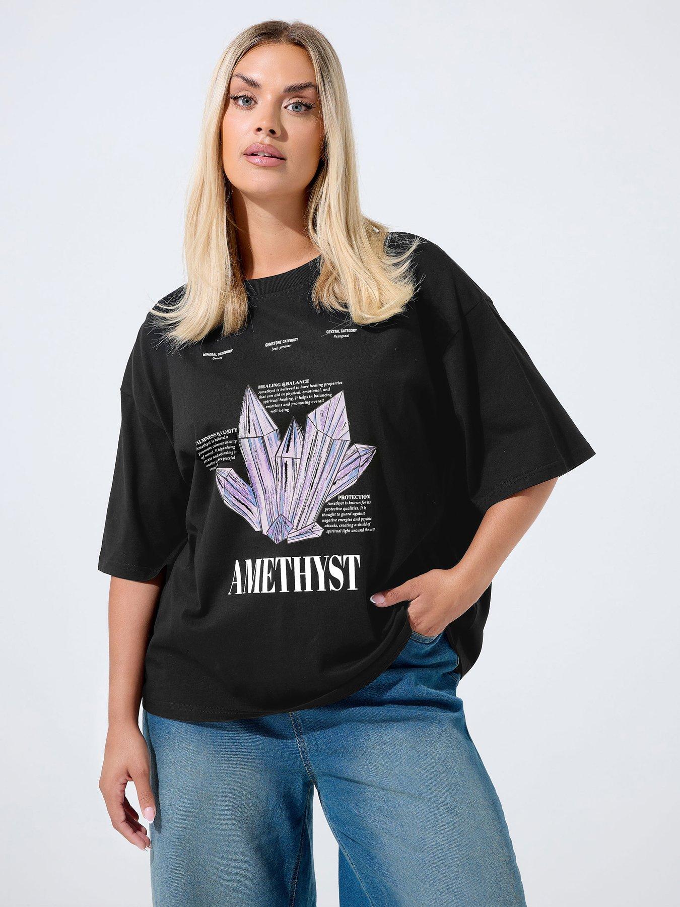 undefined Curve Crystal T-Shirt - Black