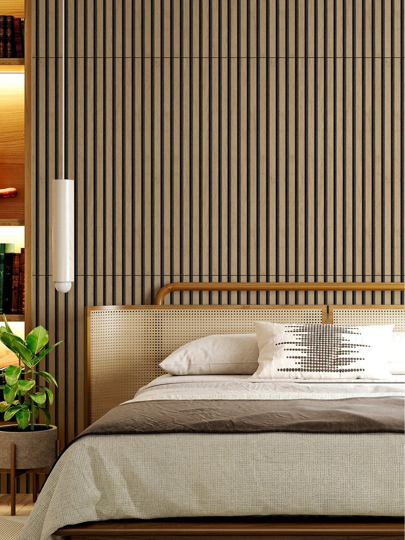 Wallpops Acoustic Slat Wood Natural 120x21cm Wall Panels (3 Pieces Per Pack)