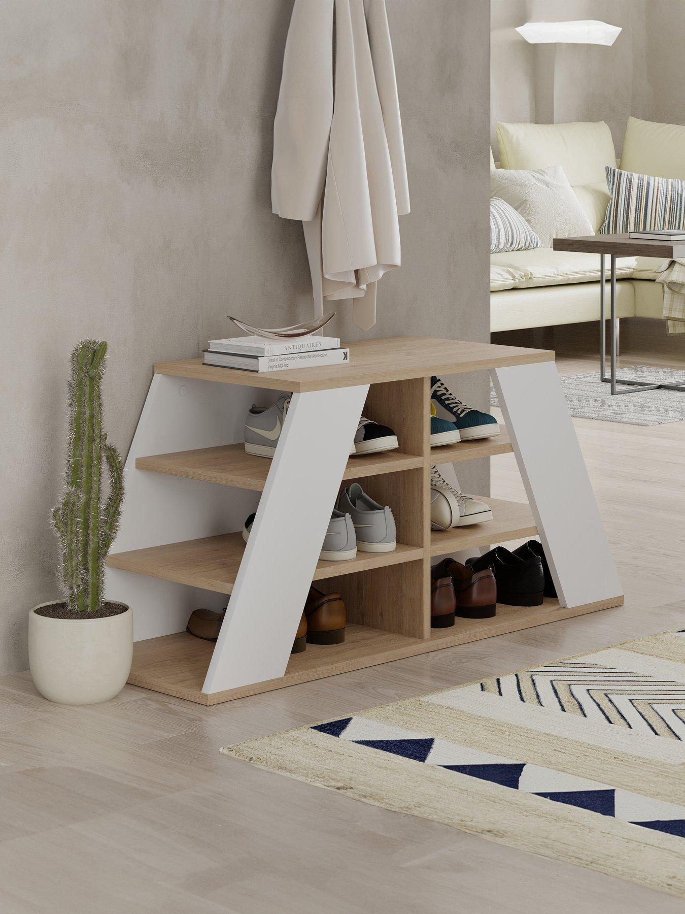 Decortie Pyramid Shoe Bench - Oak/white