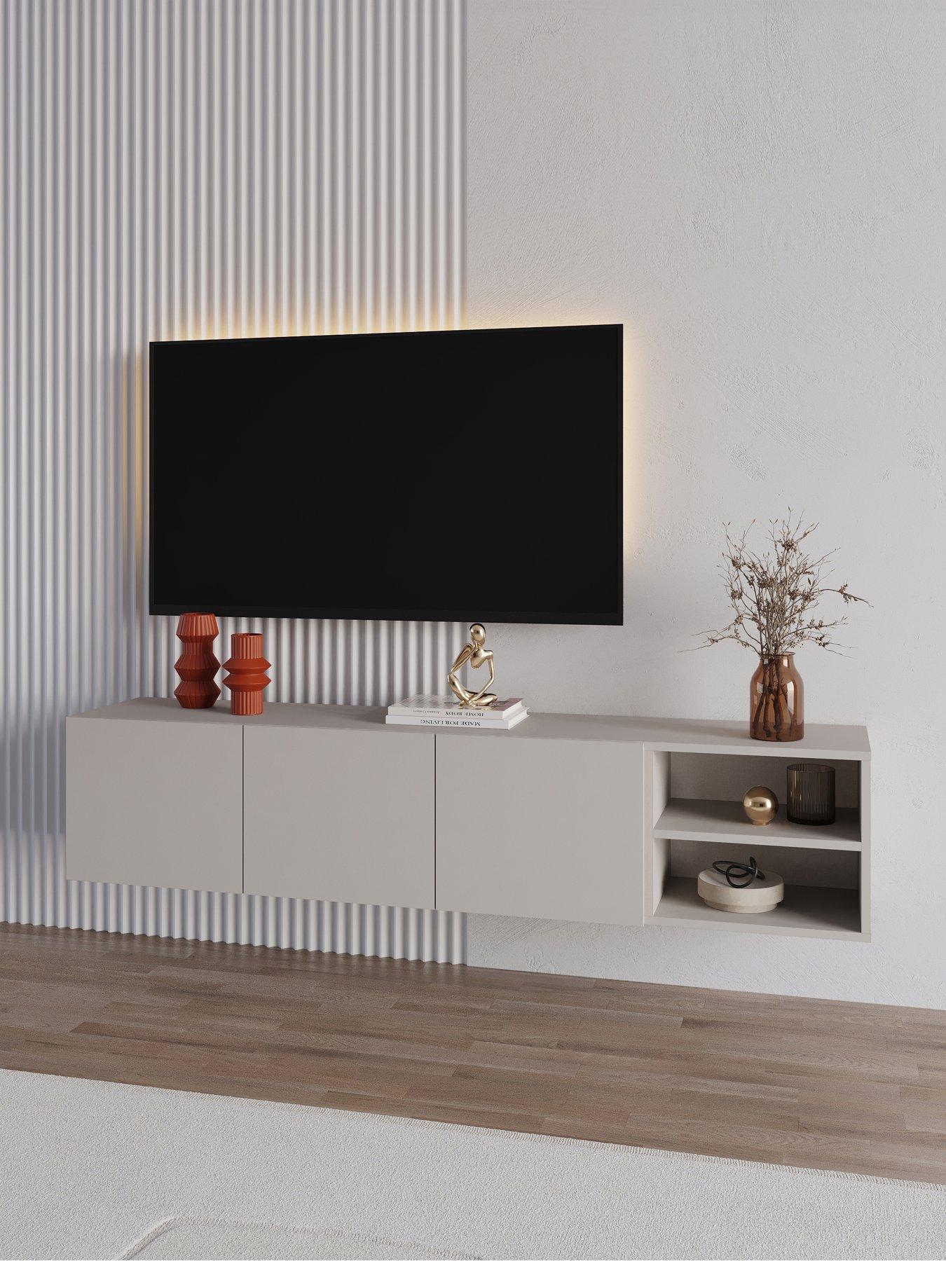 Decortie Cailin Tv Wall Mounted Tv Unit - Sandstone