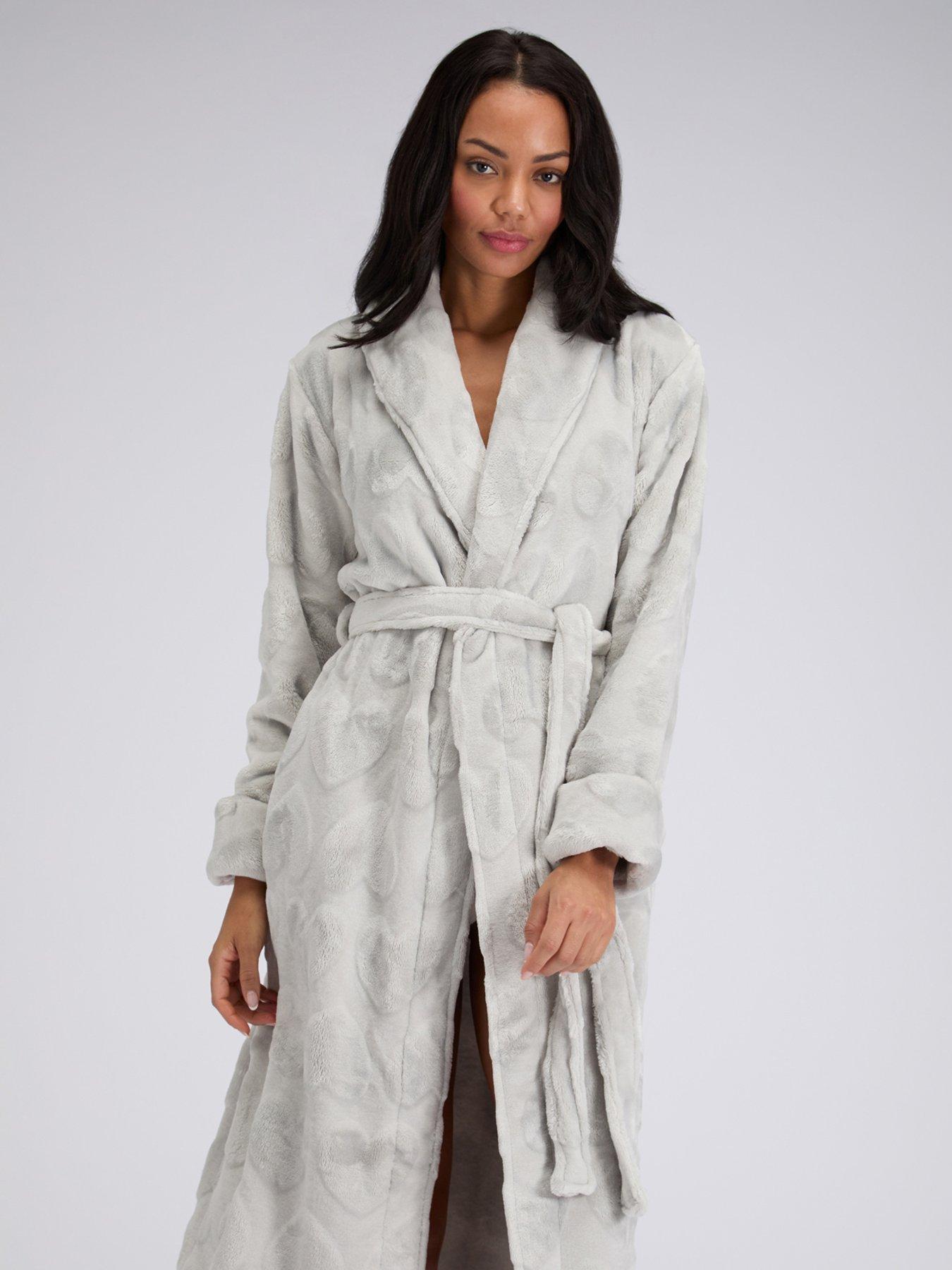 long grey dressing gown Johnstons of Elgin Donegal Cashmere Light Grey Dressing Gown