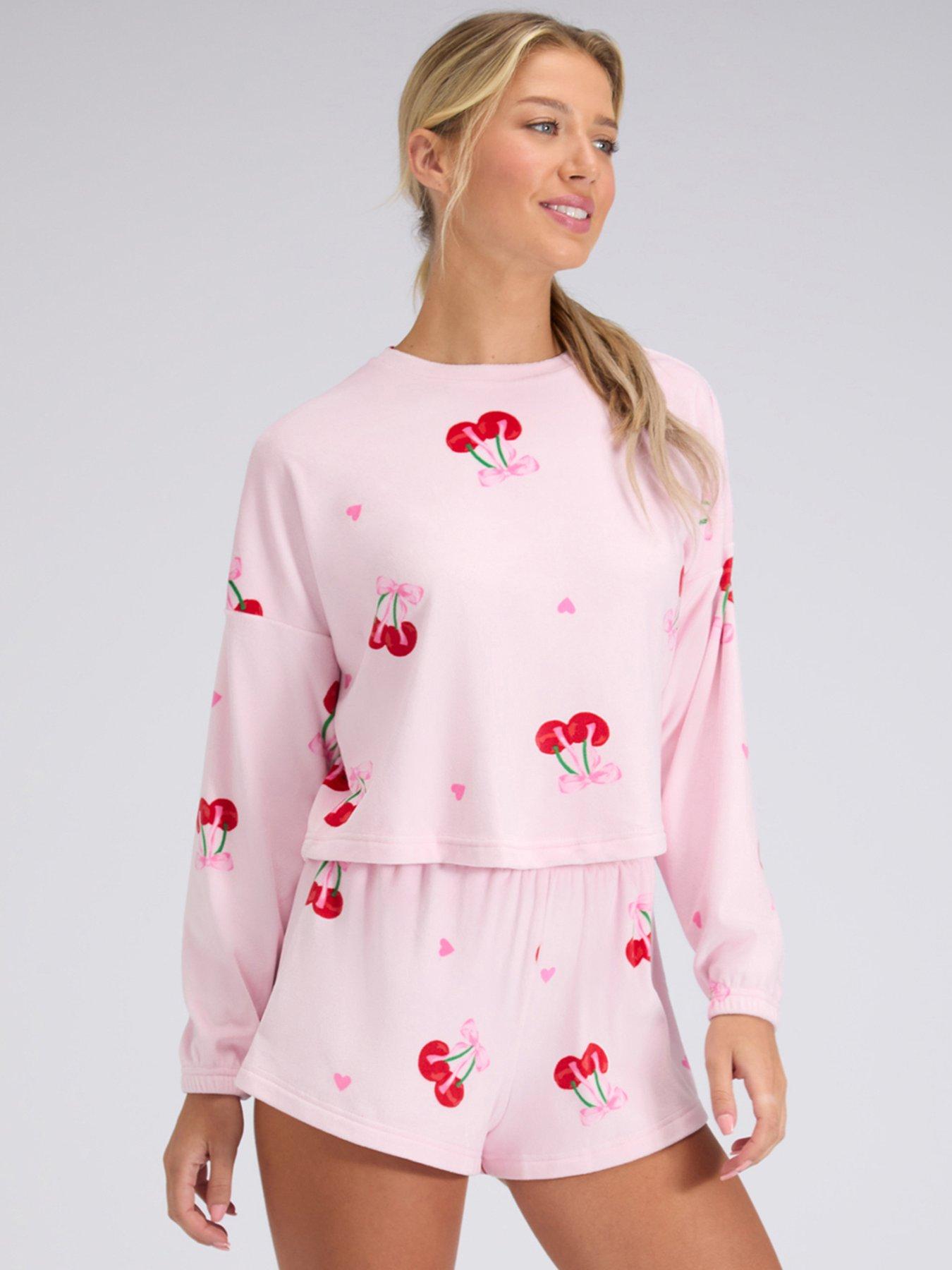 Boux Avenue Cherry Velour Short Pyjama Set - Pink