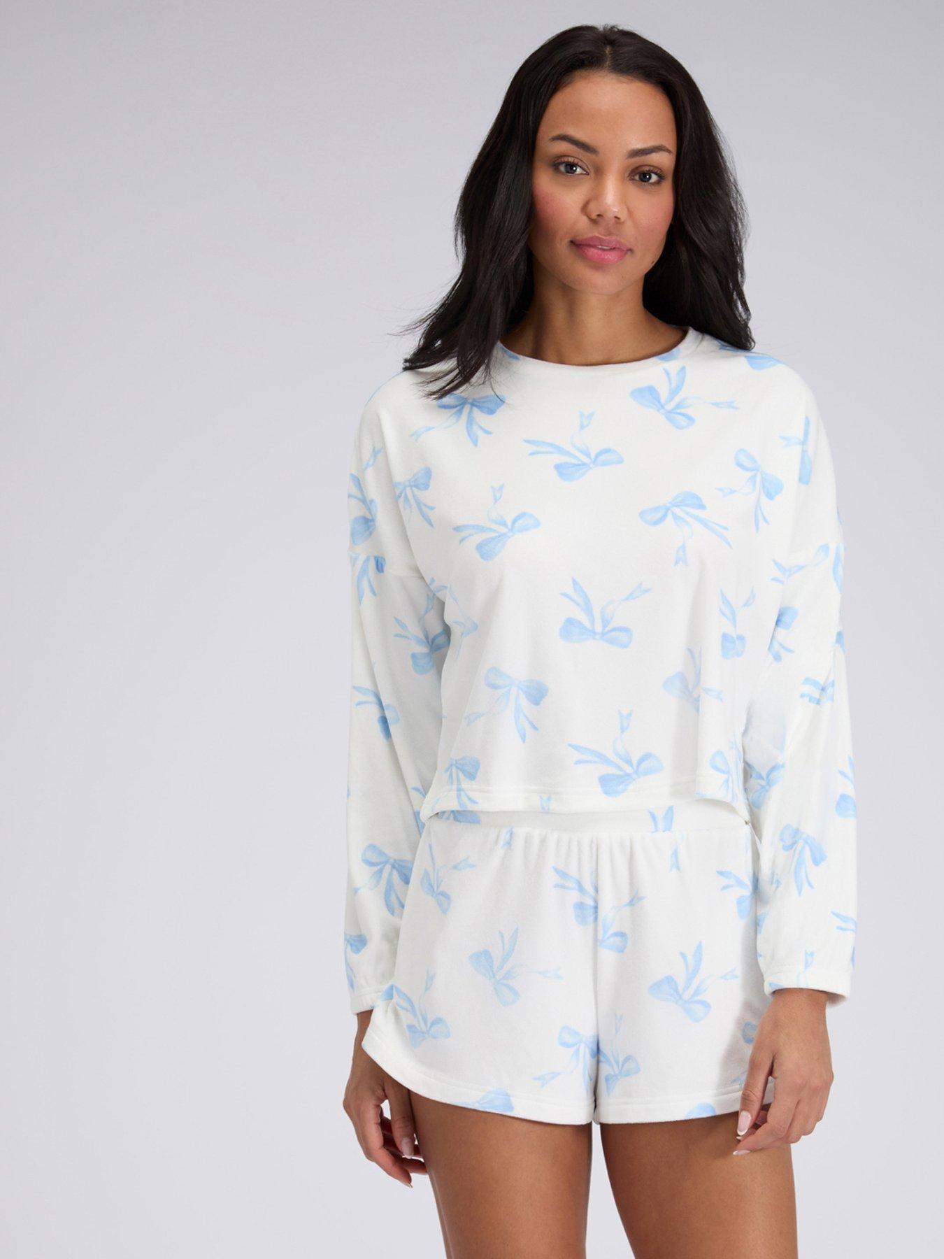 Boux Avenue Bow Velour Short Pyjama Set - White