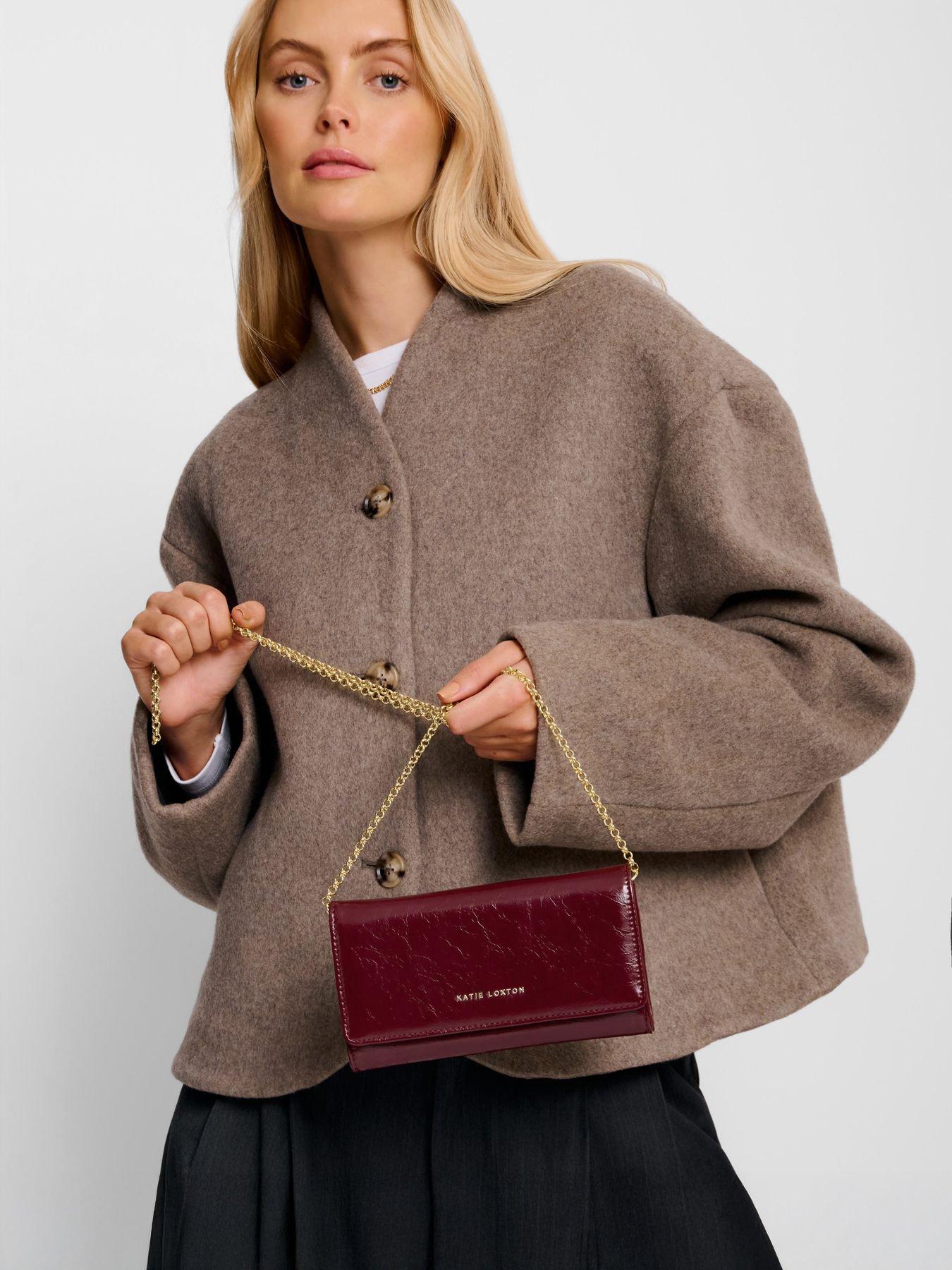 Katie Loxton Zea Patent Crackle Purse Crossbody - Cherry Patent