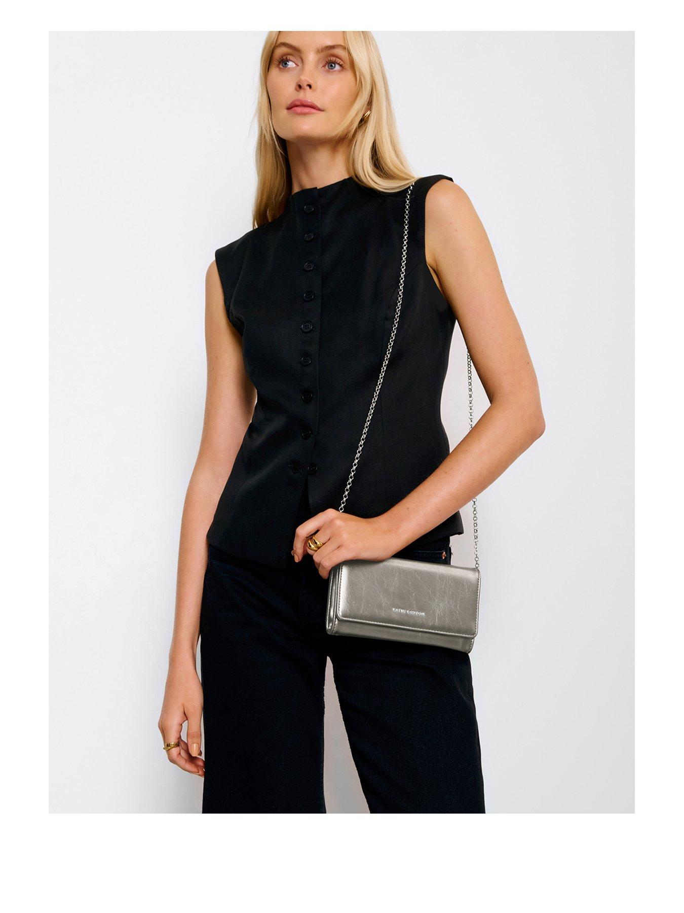 undefined Zea Patent Crackle Purse Crossbody  -  Pewter Patent