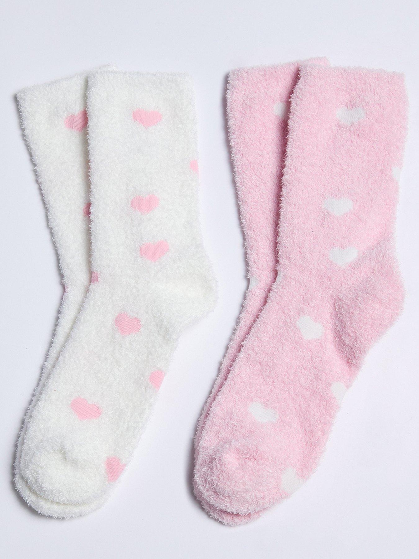 undefined Heart Cosy Pack of 2 Ankle Socks - Pink Mix