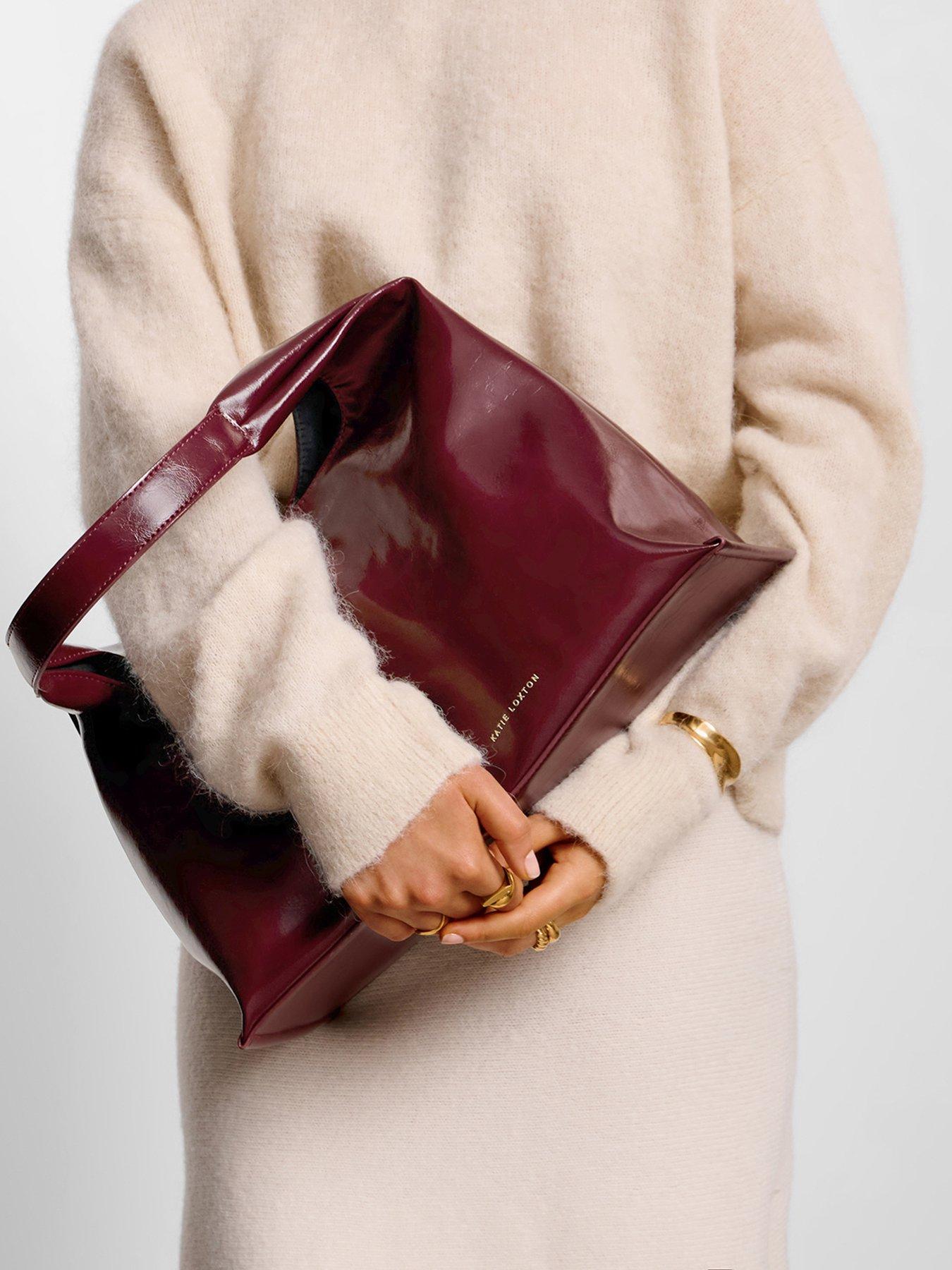 undefined Laila Patent Crackle Slouch Shoulder Bag  -  Cherry Crackle Pu