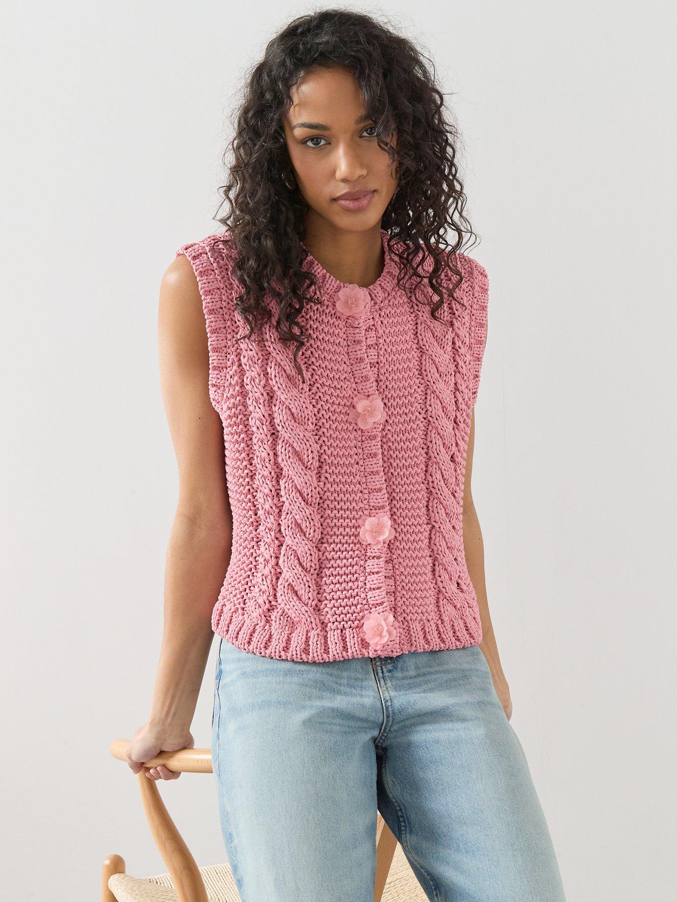 The Very Collection Cable Knitted Vest - Pink