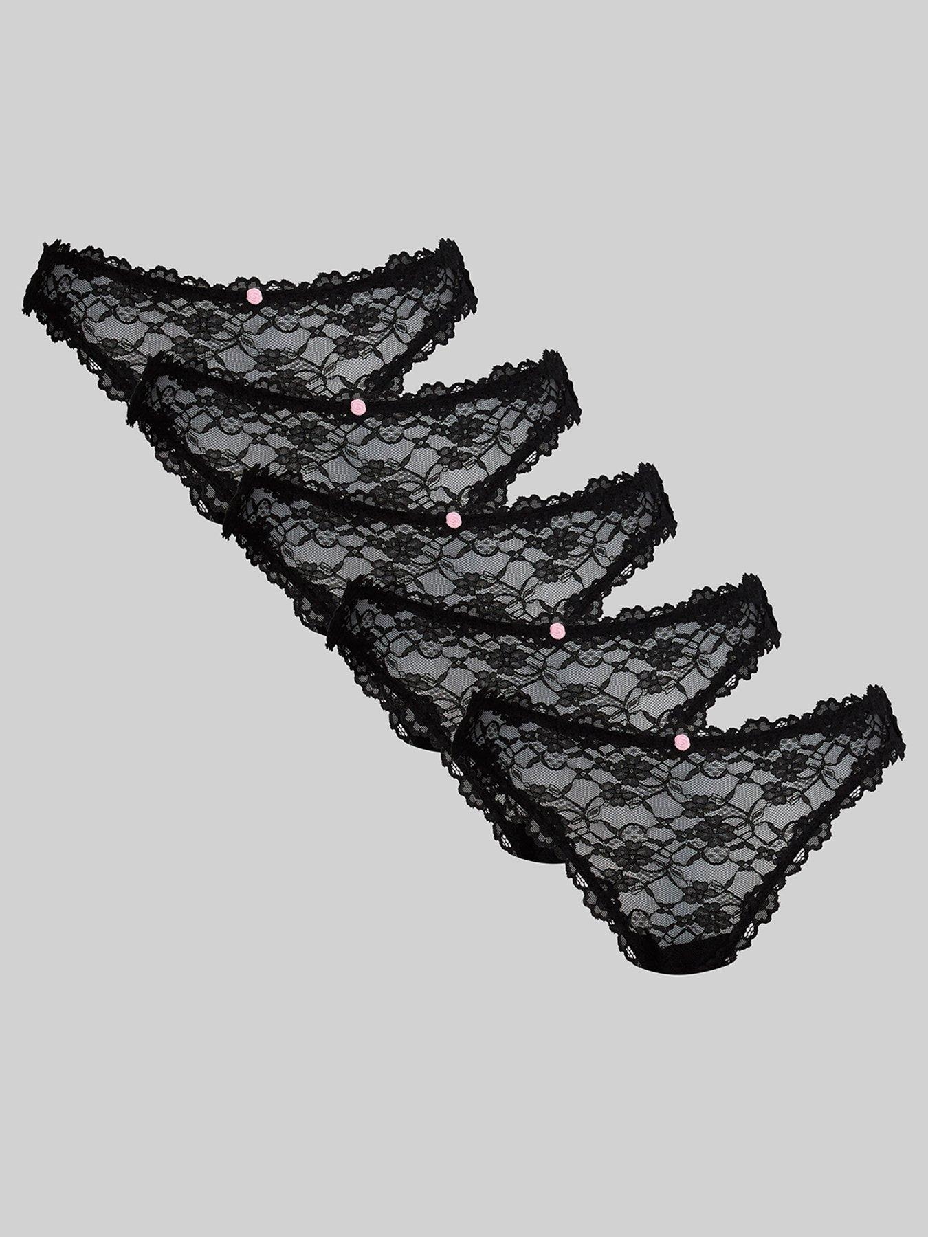 Boux Avenue Allie All Over Lace Pack Of 5 Thongs - Black | Very