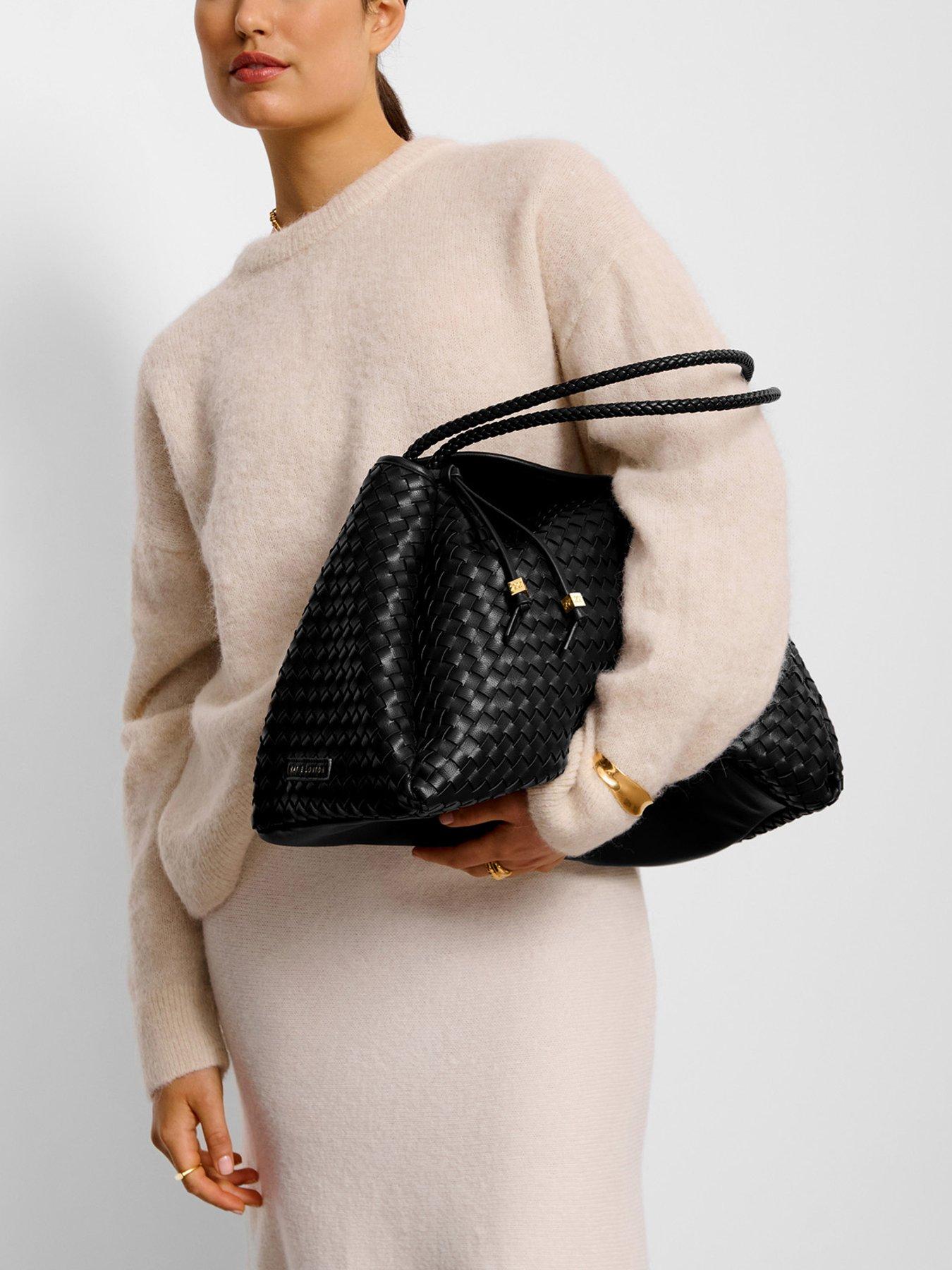 Image 1 of 6 of Katie Loxton Nova Hand Woven Large Shoulder Bag - Black