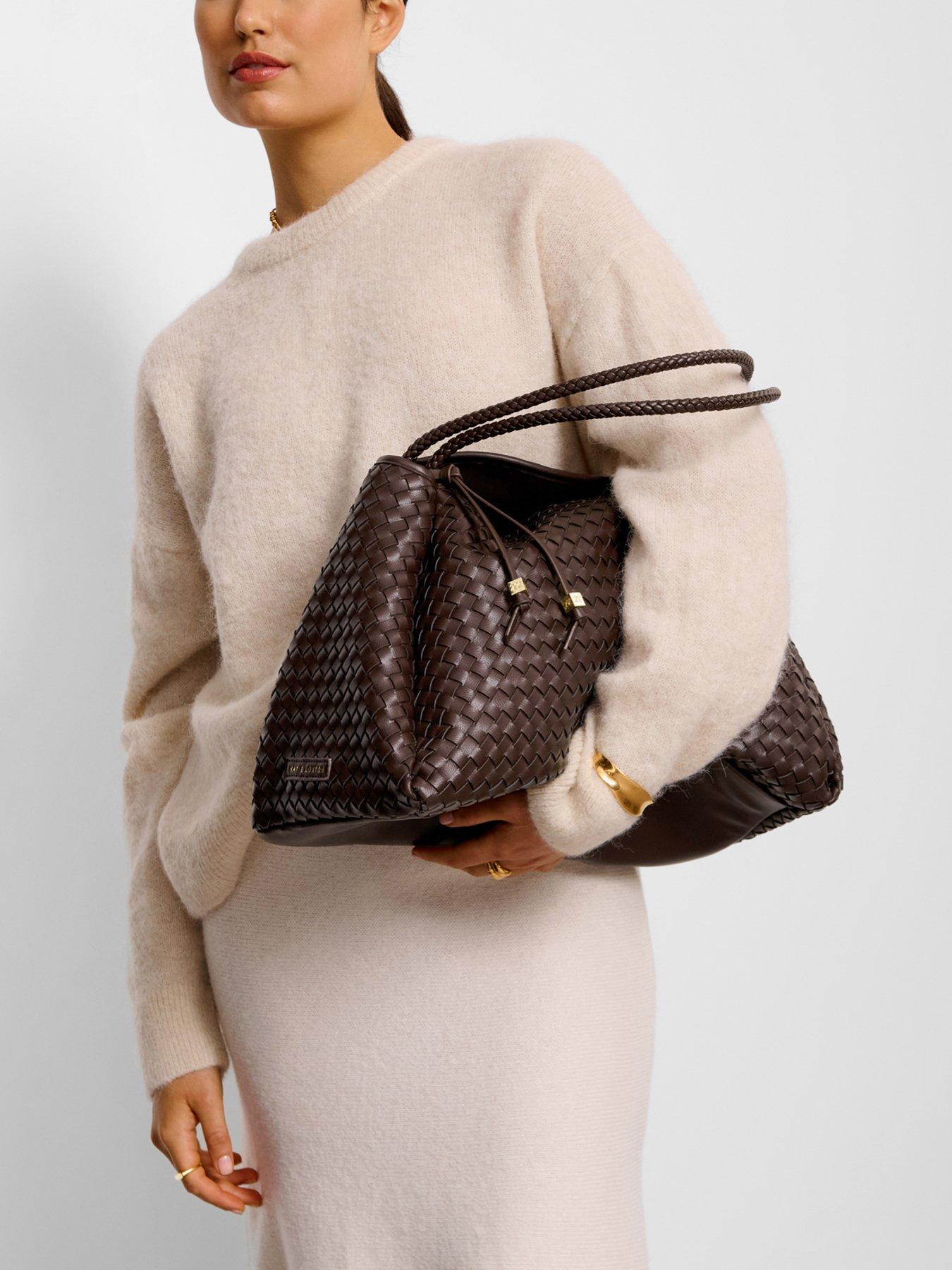 Katie Loxton Nova Hand Woven Large Shoulder Bag - Chocolate