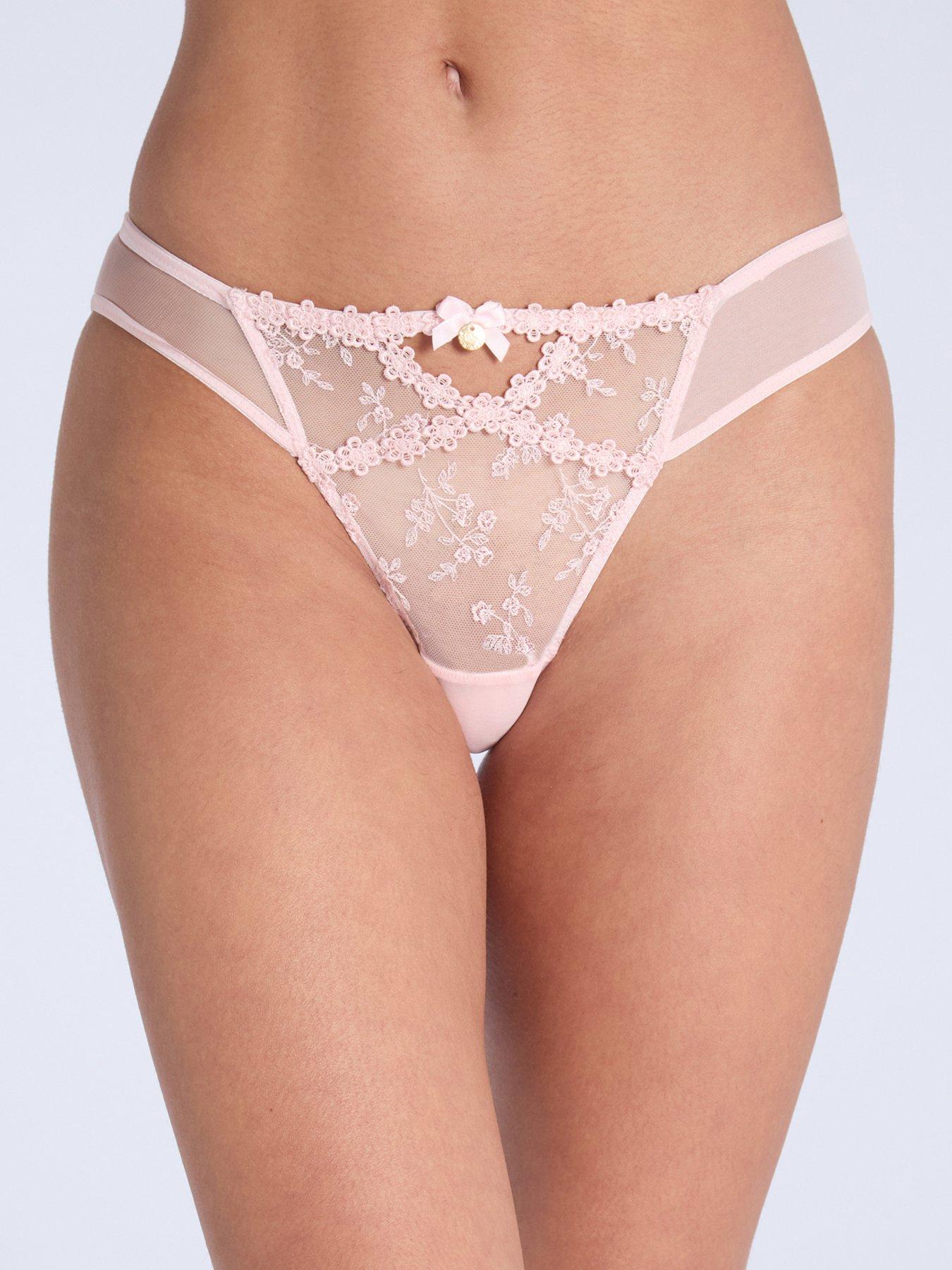 undefined Avery Floral Embroidered Brief - Light Pink