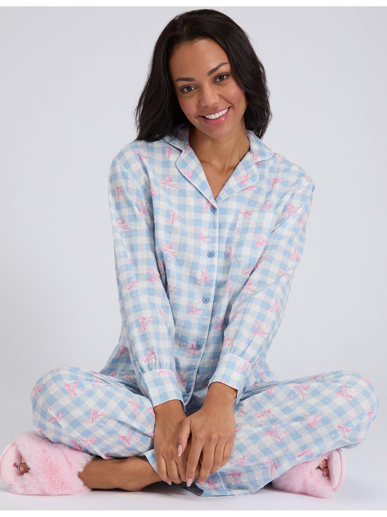 Boux Avenue Bow Cotton Pyjama Set - Blue