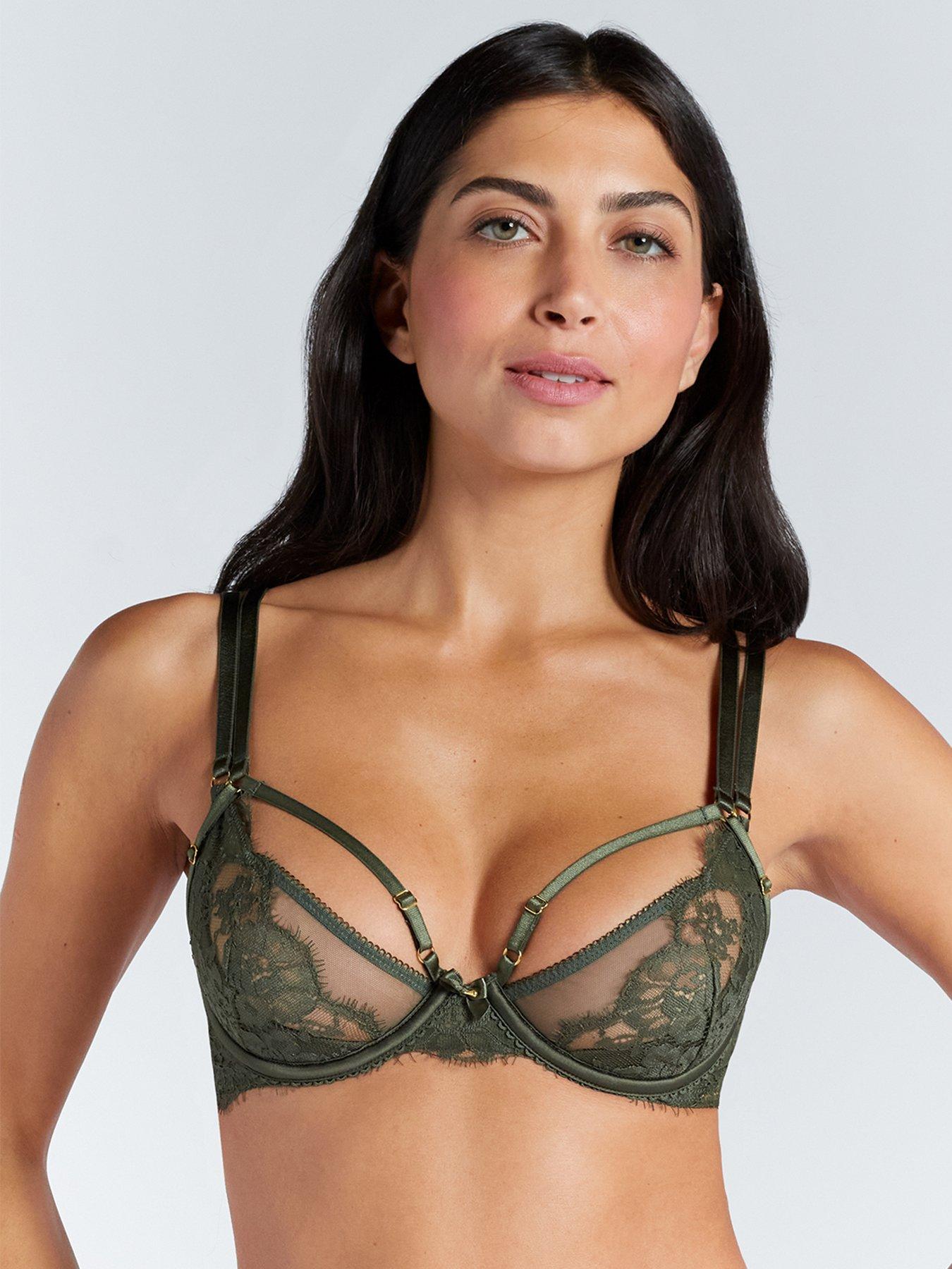 undefined Mila Lace Balconette Bra - Khaki