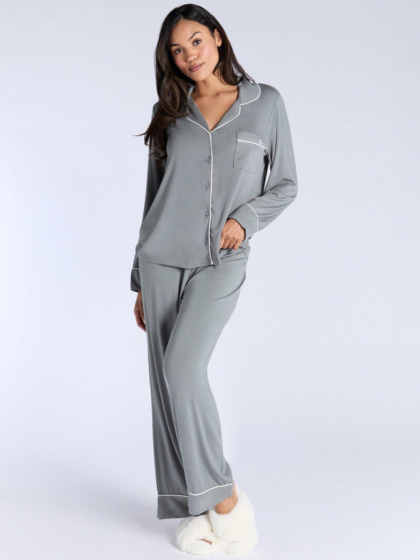 undefined Modal Long Sleeve Revere & Pant Set - Khaki