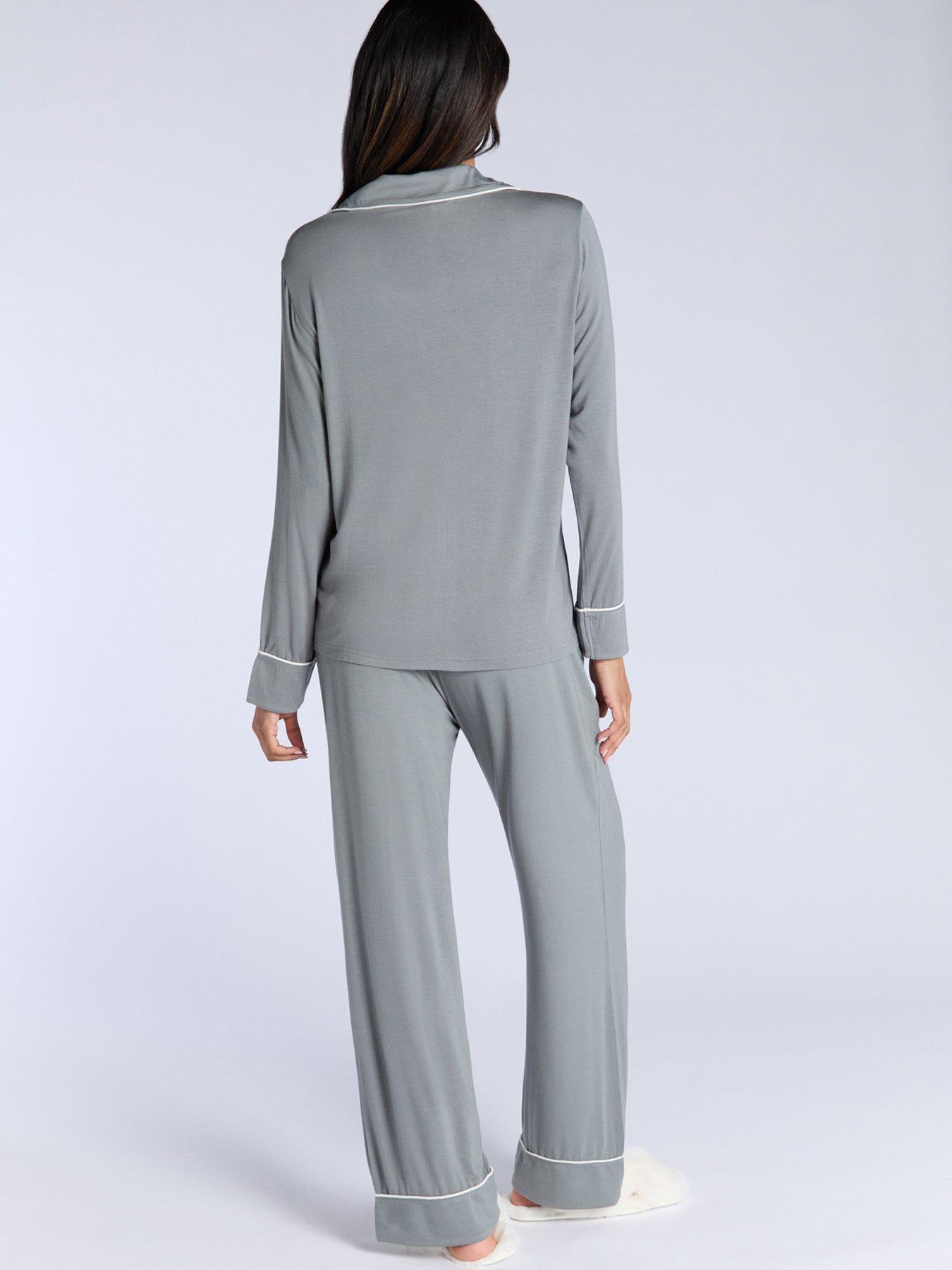 Image 2 of 5 of Boux Avenue Modal Long Sleeve Revere & Pant Set - Khaki