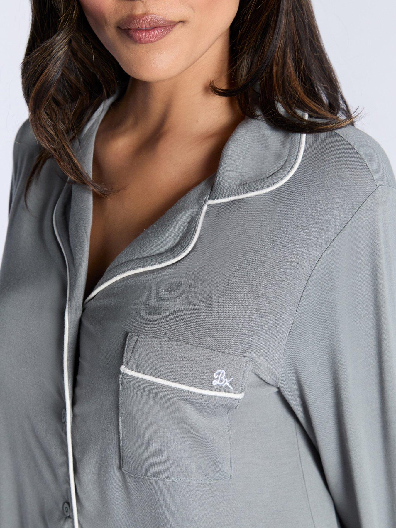 Image 5 of 5 of Boux Avenue Modal Long Sleeve Revere & Pant Set - Khaki