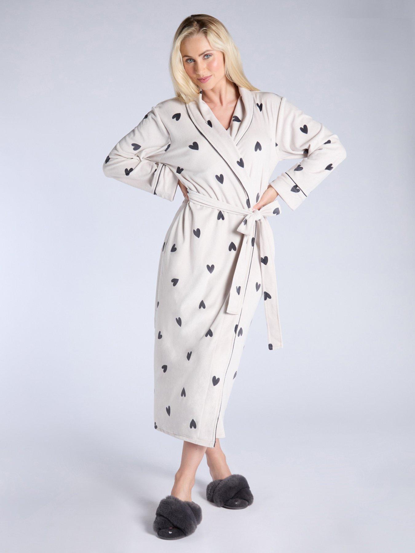 undefined Heart Velour Robe - Stone