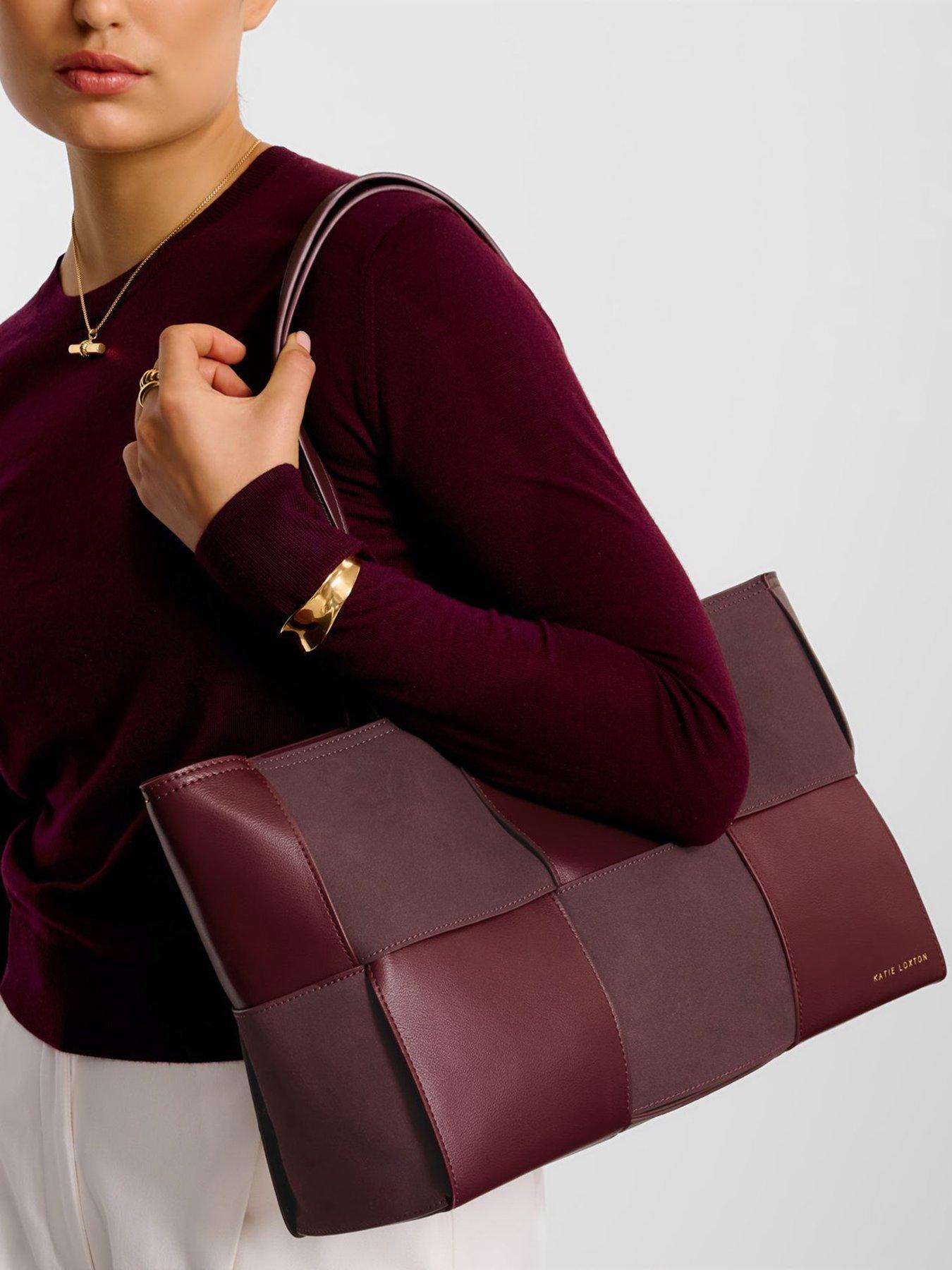 undefined Taya Woven Faux Suede Tote Bag  -  Cherry