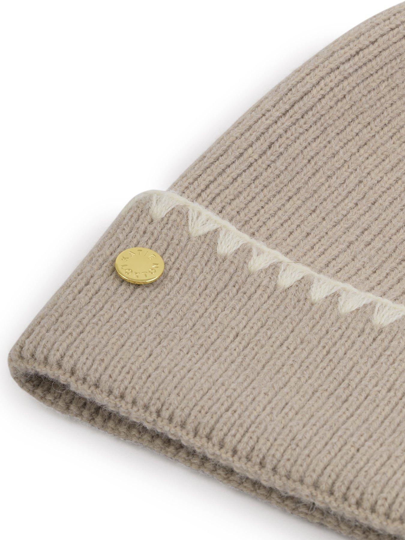 Image 3 of 5 of Katie Loxton Whipstitch Knitted Hat - Taupe