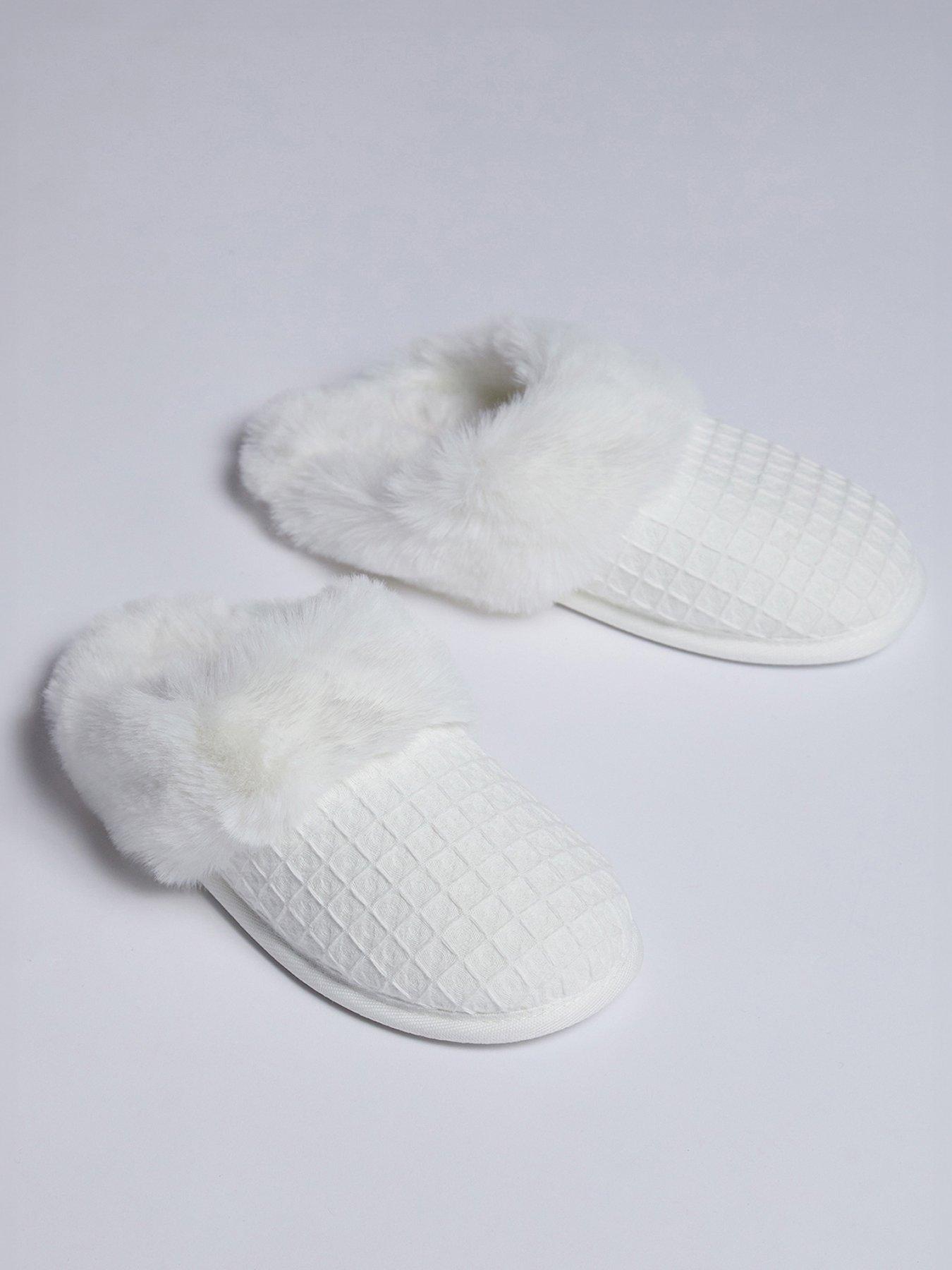 undefined Waffle Plush Mule - White