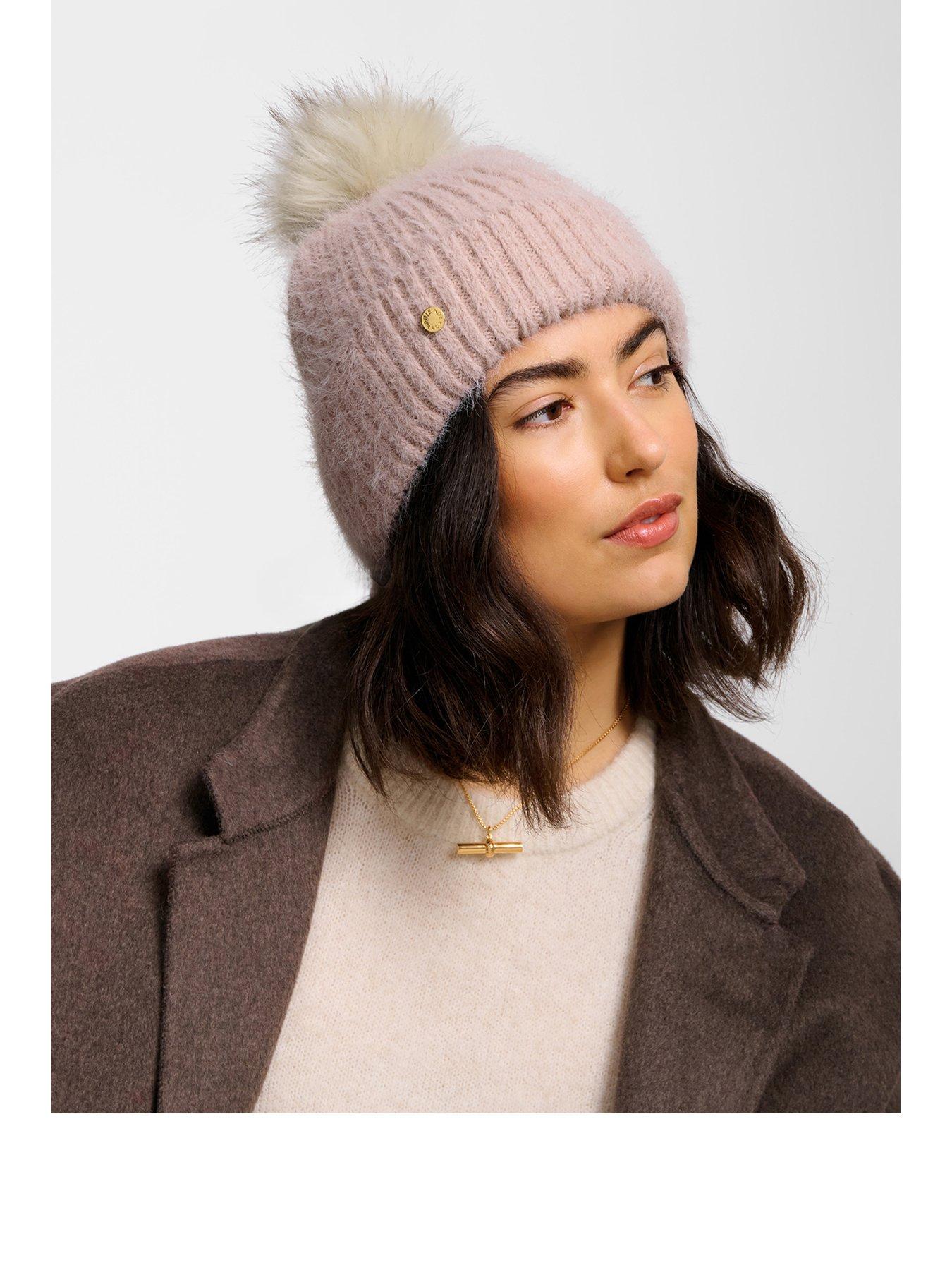 Katie Loxton Knitted Pom Pom Hat - Dusty Pink