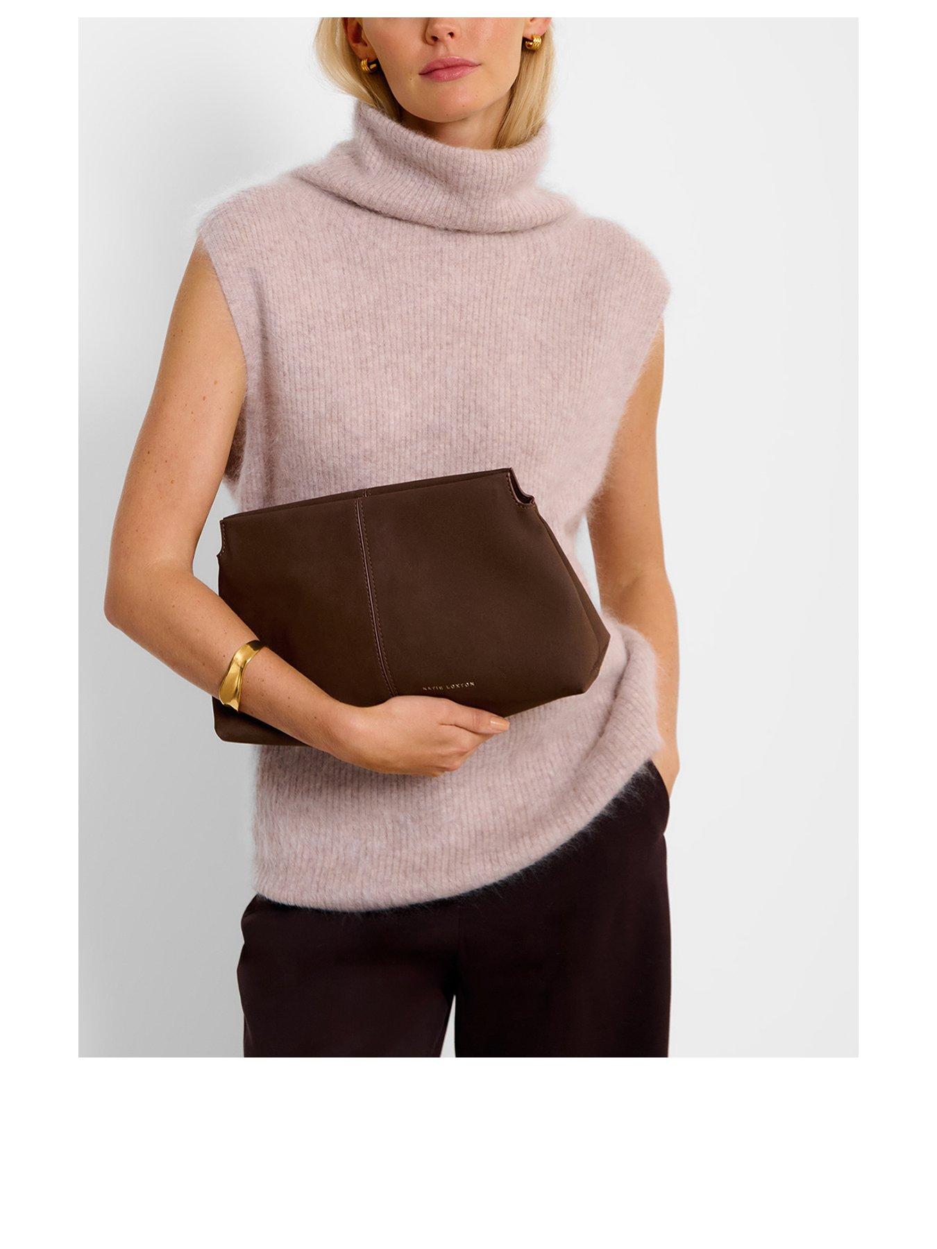 undefined Laila Faux Suede Clutch  -  Chocolate Faux Suede