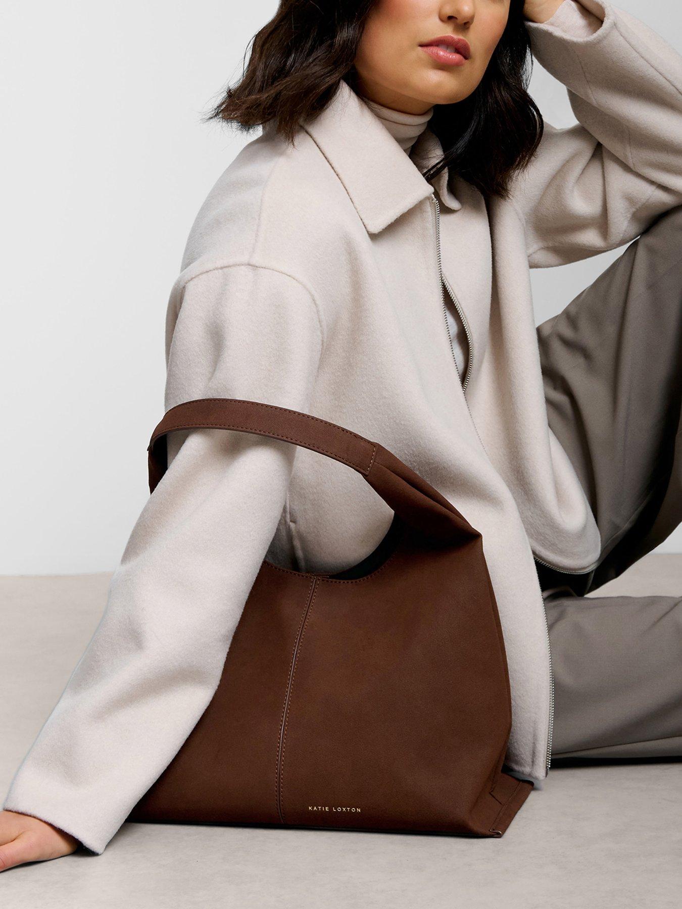 Katie Loxton Laila Faux Suede Shoulder Bag  -  Dark Chocolate Faux Suede