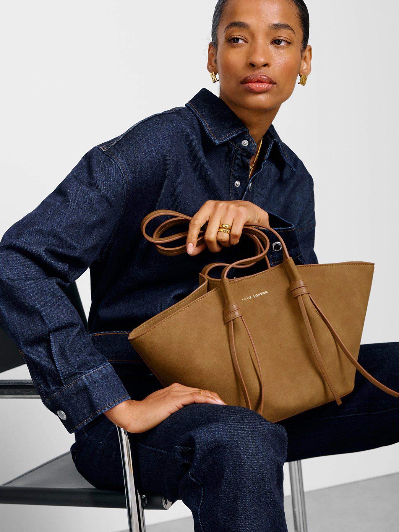 undefined Celina Faux Suede Small Tote Bag  -  Caramel Faux Suede