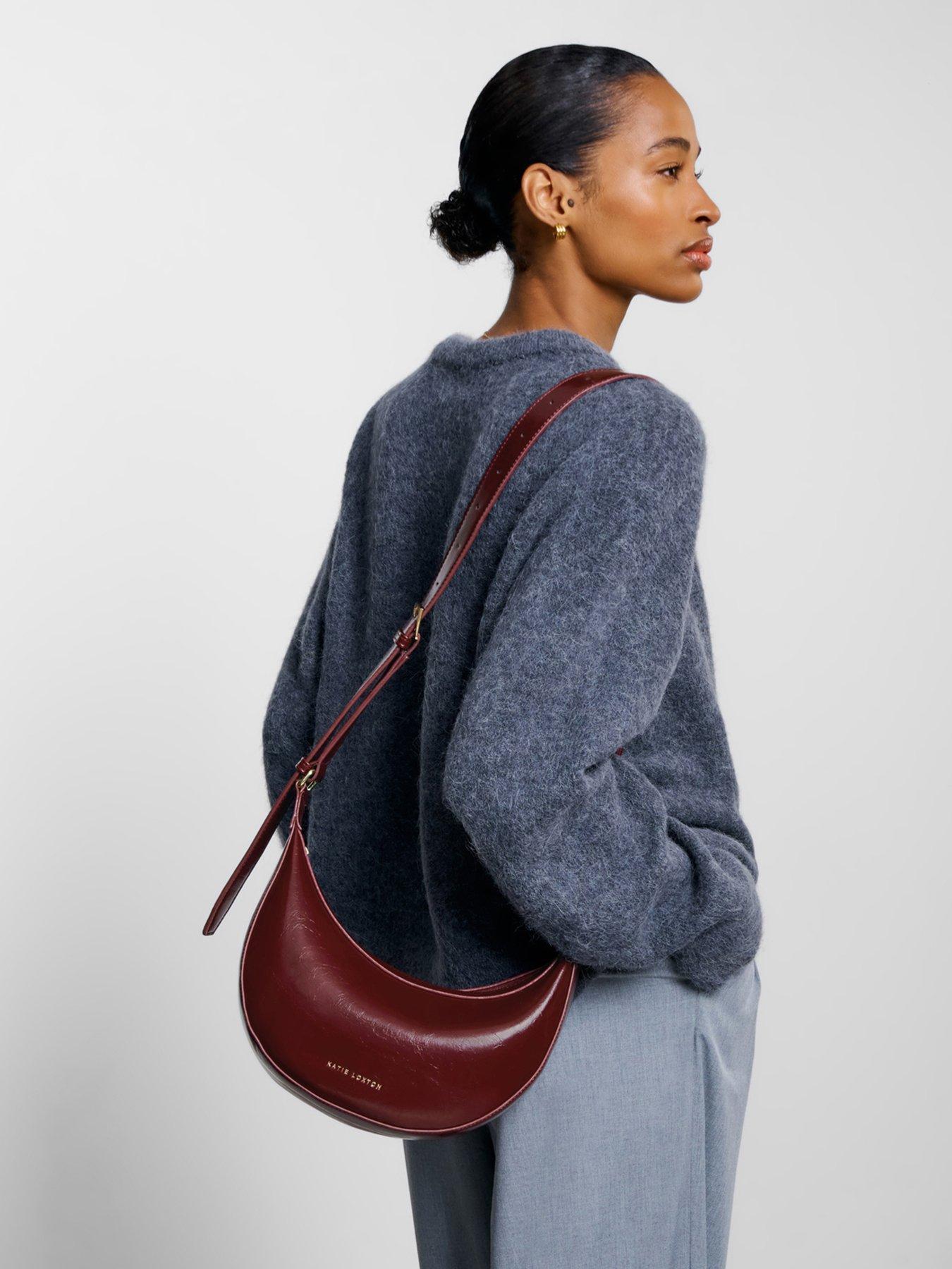 undefined Amina Patent Crackle Sling Bag  -  Cherry