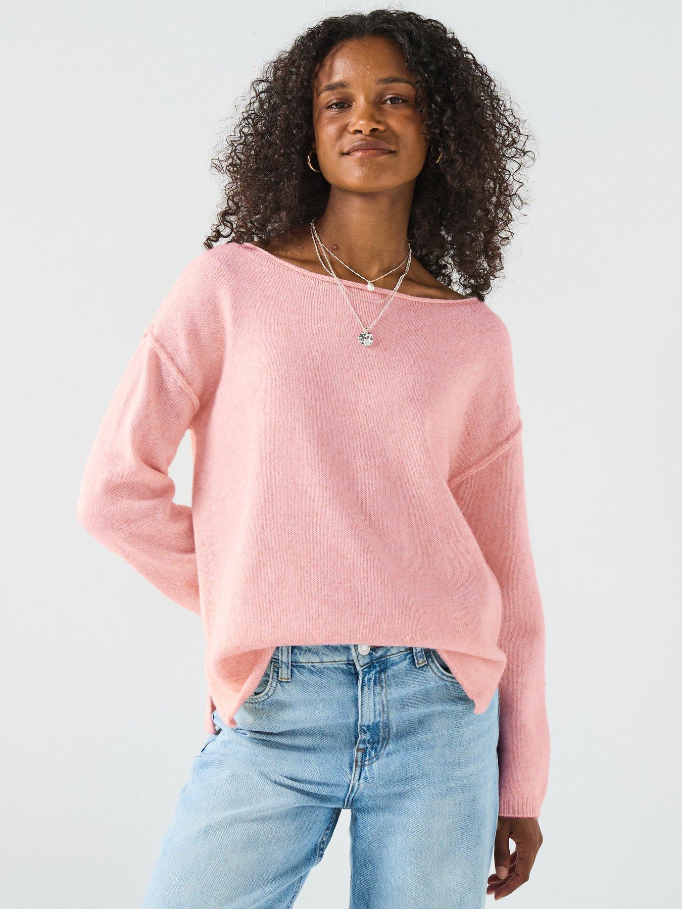 The Very Collection: Off Shoulder Jumper With Wool - Pink