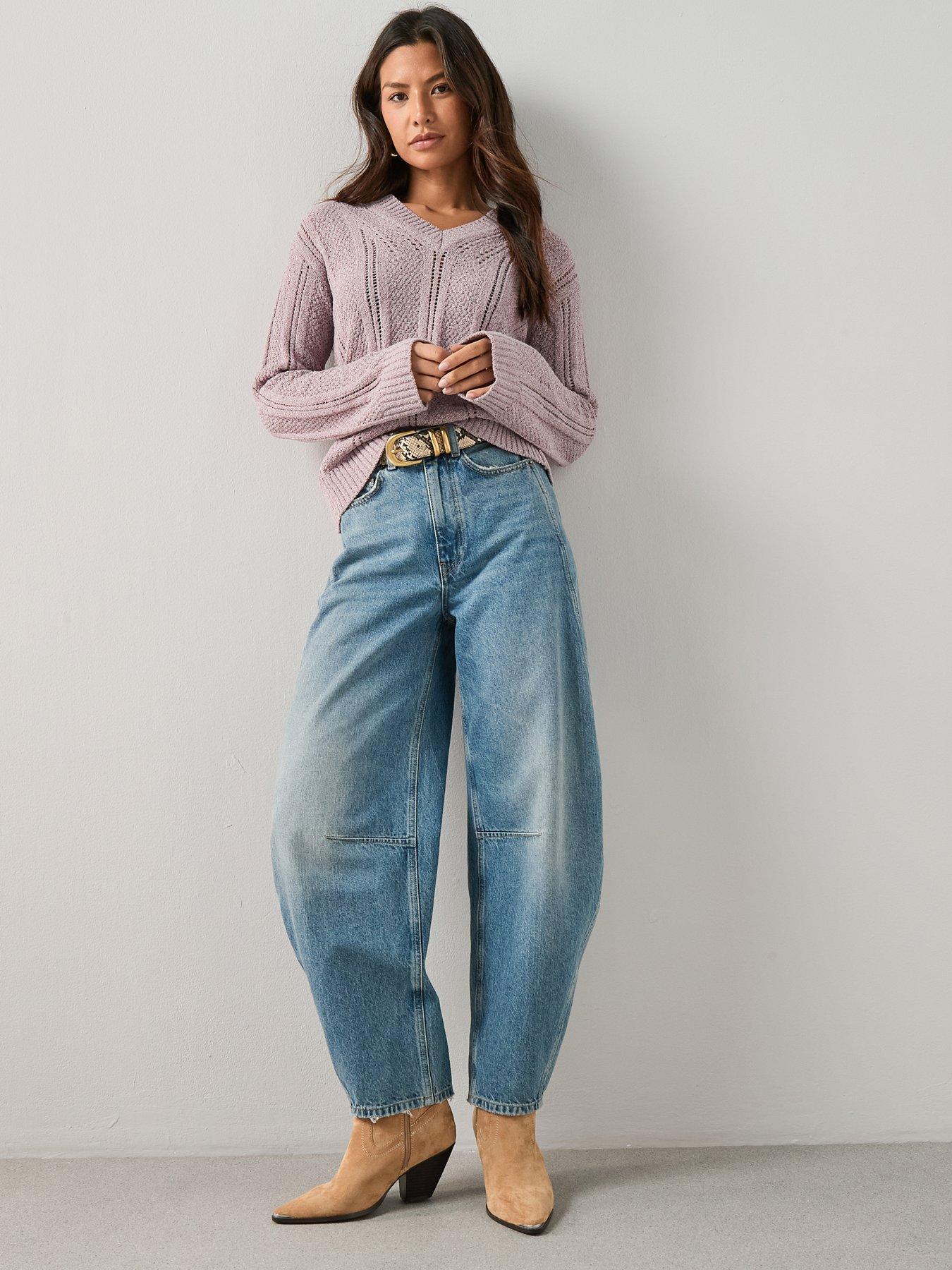 Image 3 of 7 of The Very Collection V Neck Textured Knitted Jumper - Lilac