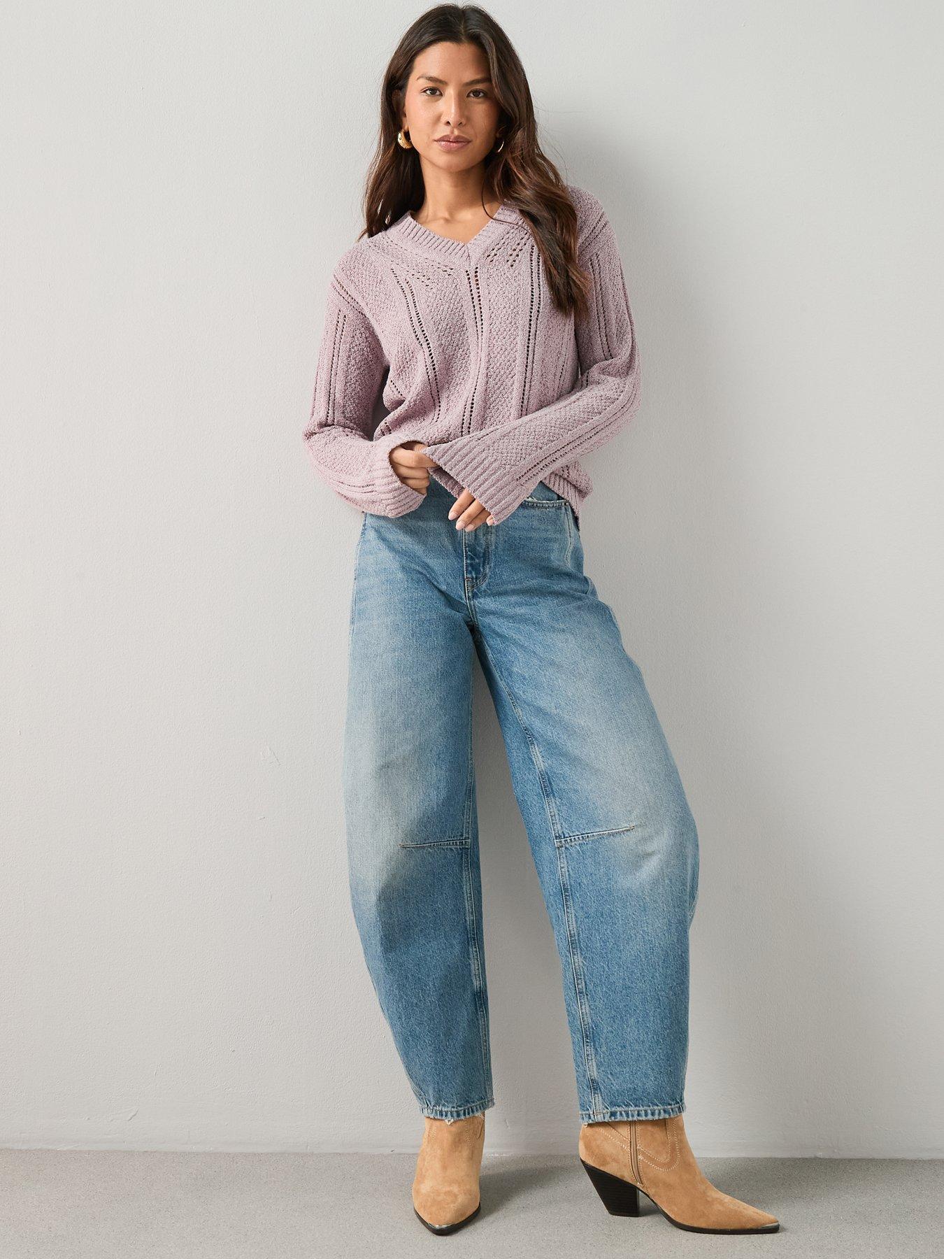 Image 6 of 7 of The Very Collection V Neck Textured Knitted Jumper - Lilac