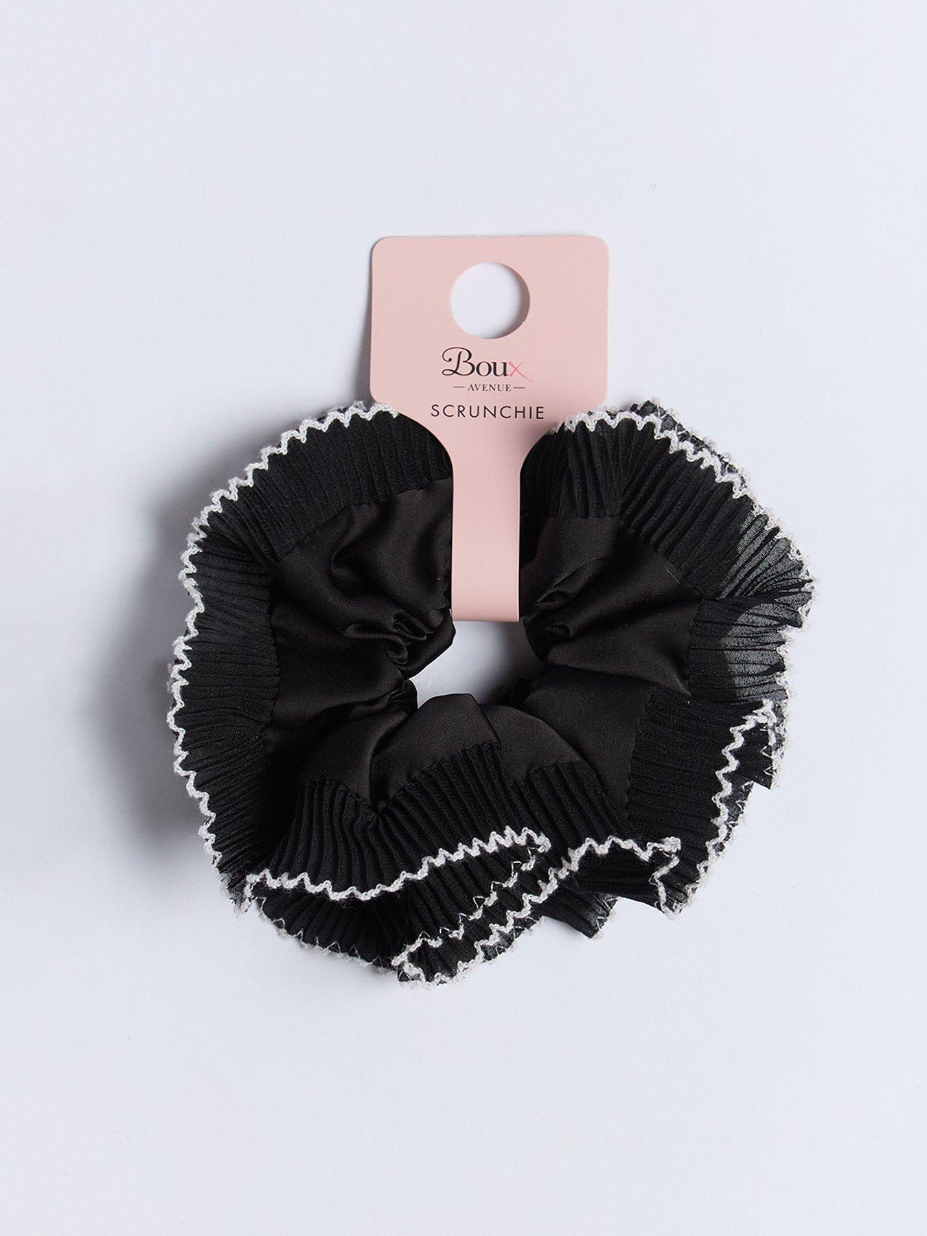undefined Plisse Oversized Scrunchie - Black