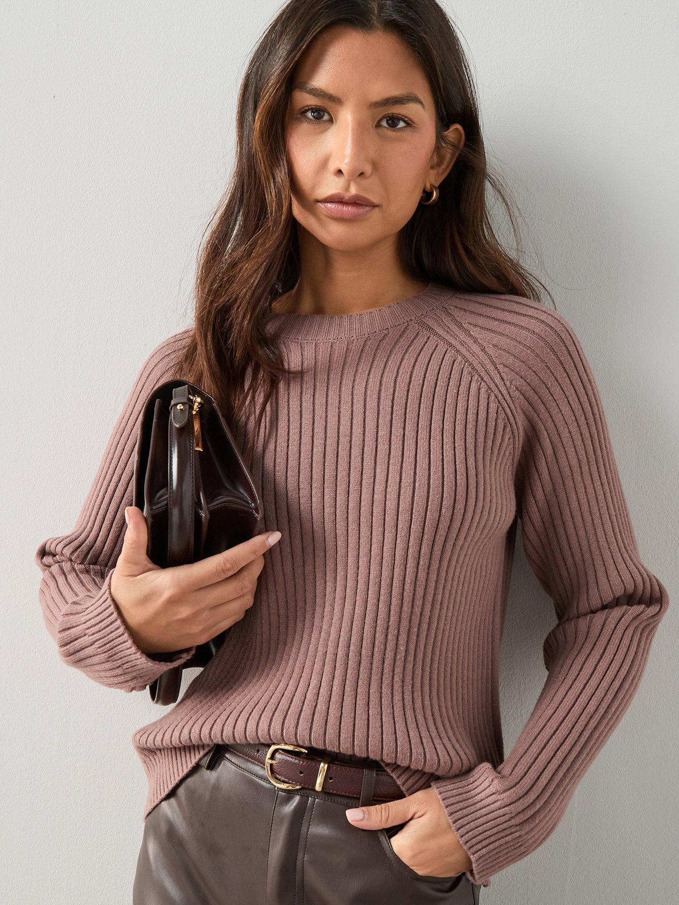 The Very Collection: Classic Comfort Crew Neck Rib Jumper - Mauve - Purple