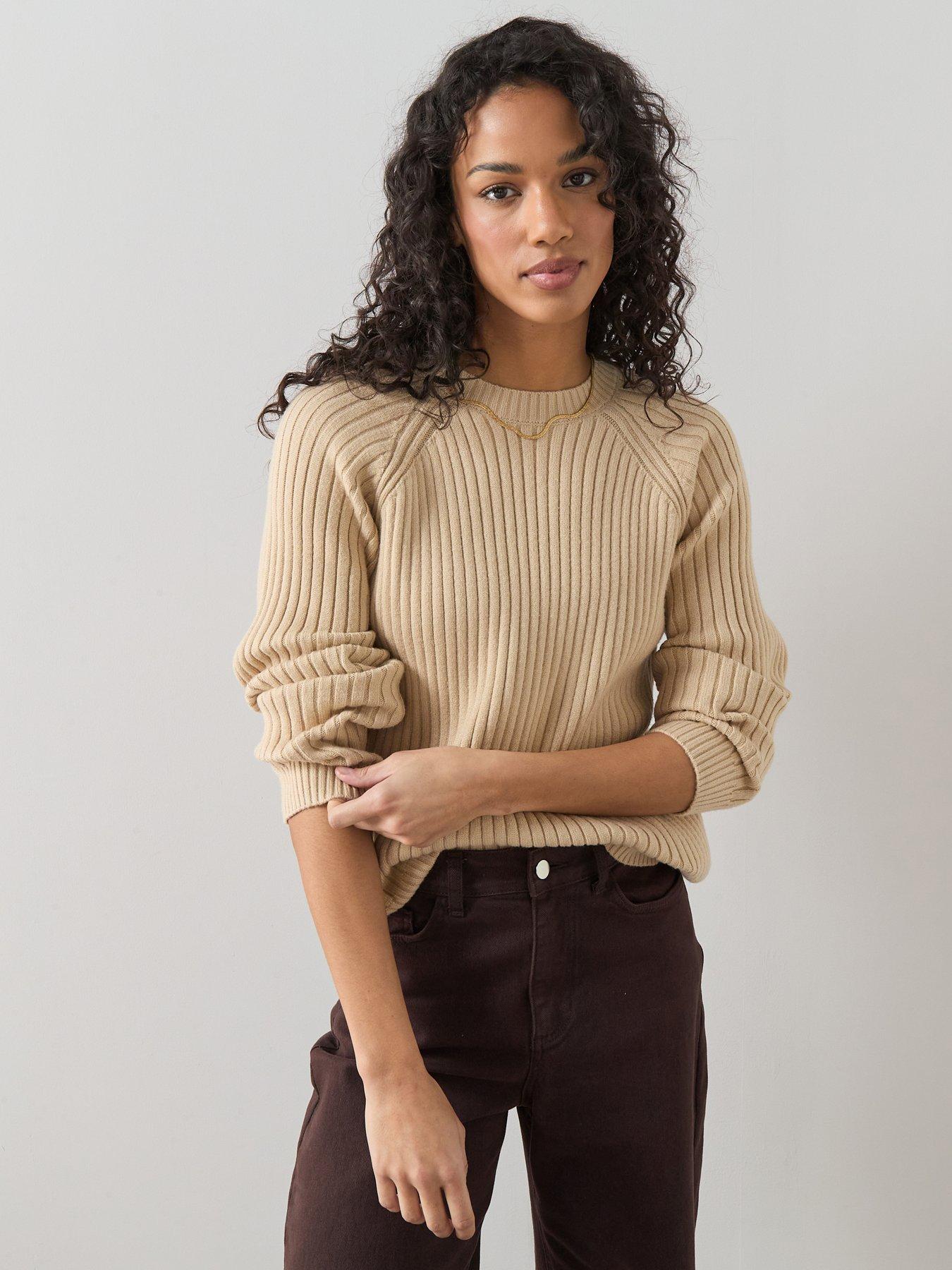 The Very Collection Classic Comfort Crew Neck Rib Jumper - Beige