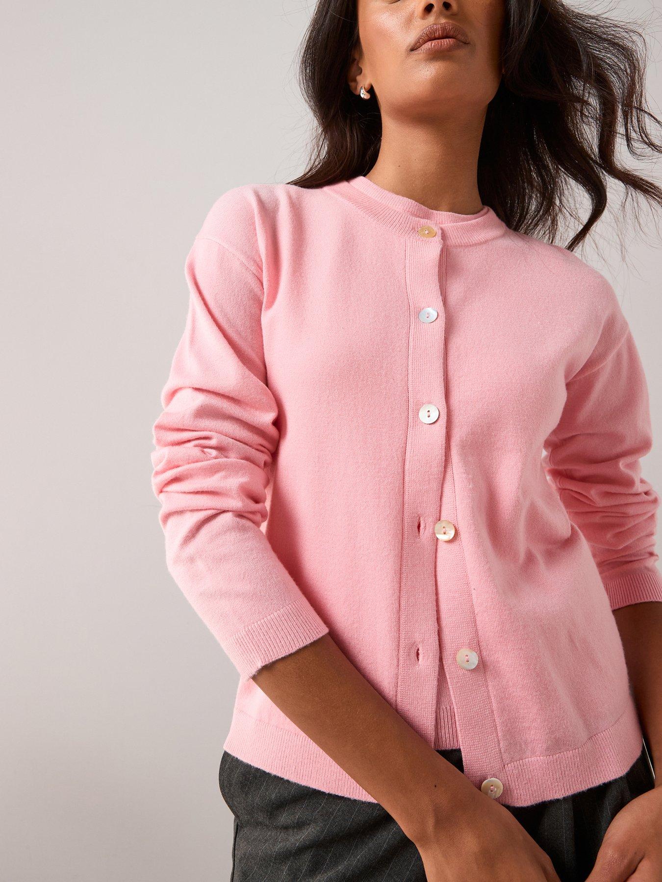 The Very Collection: Classic Comfort Crew Neck Cardigan Co-ord - Pink