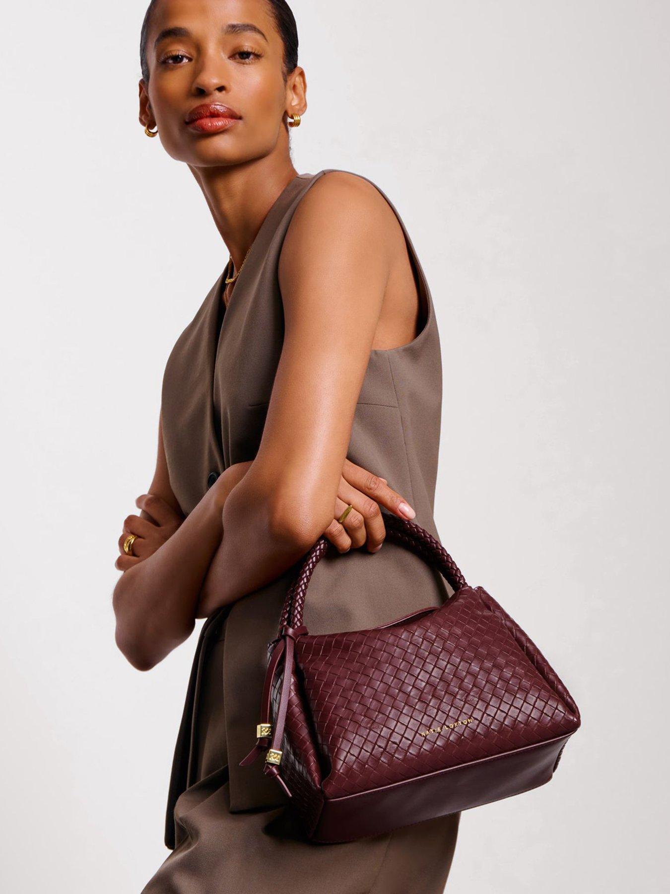 undefined Nova Woven Texture Top Handle Bag  -  Cherry