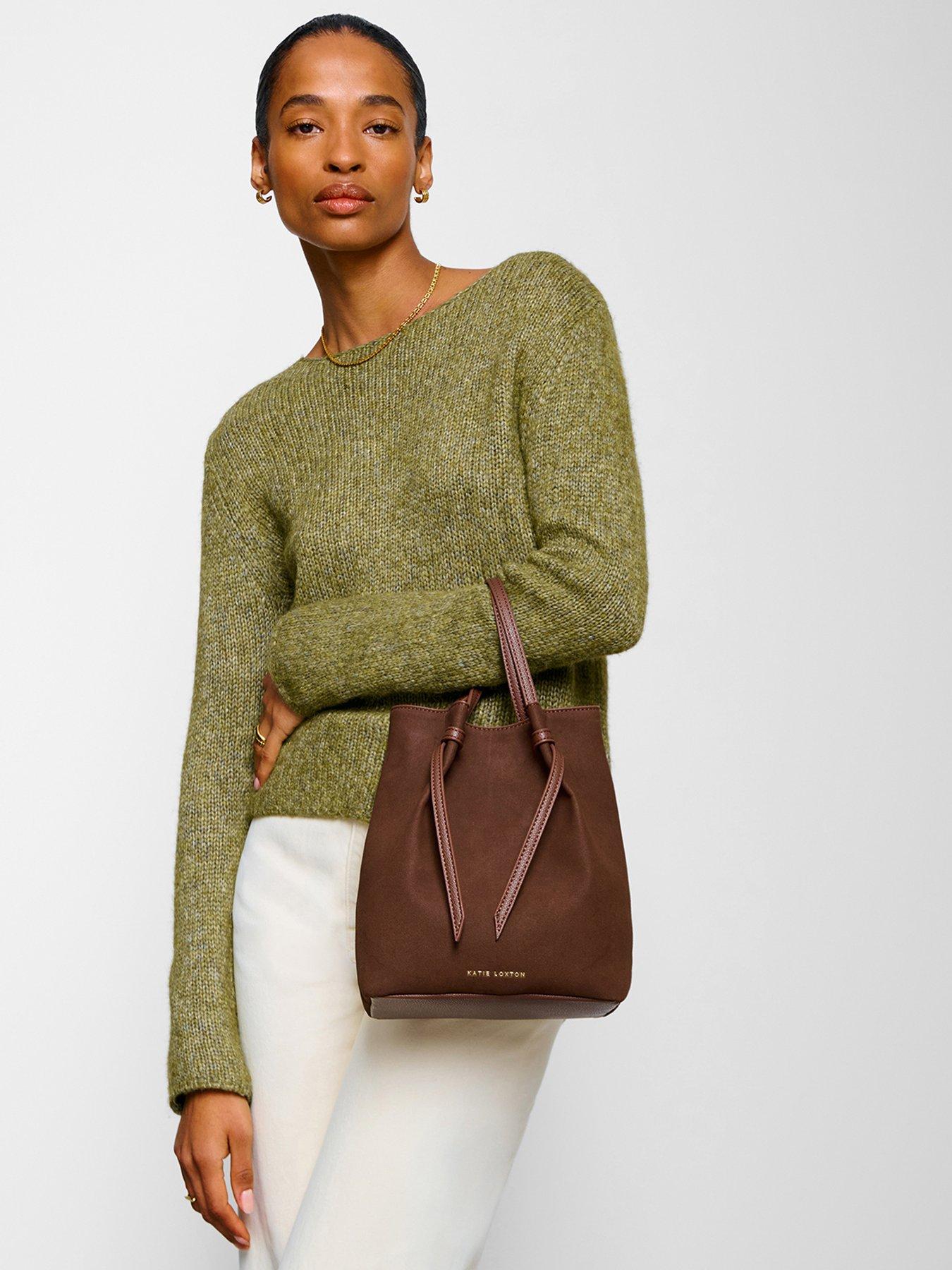 Katie Loxton Celina Suedette Bucket Bag -  Dark Chocolate