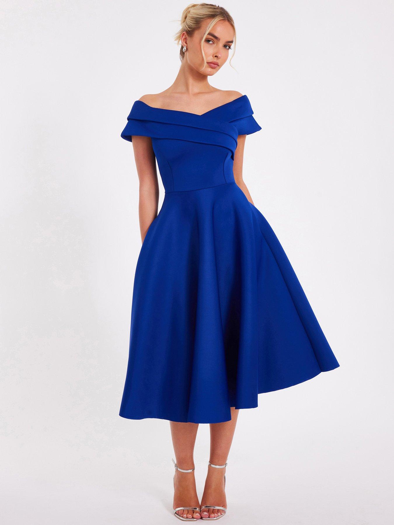 undefined Royal Blue Bardot Midaxi Dress