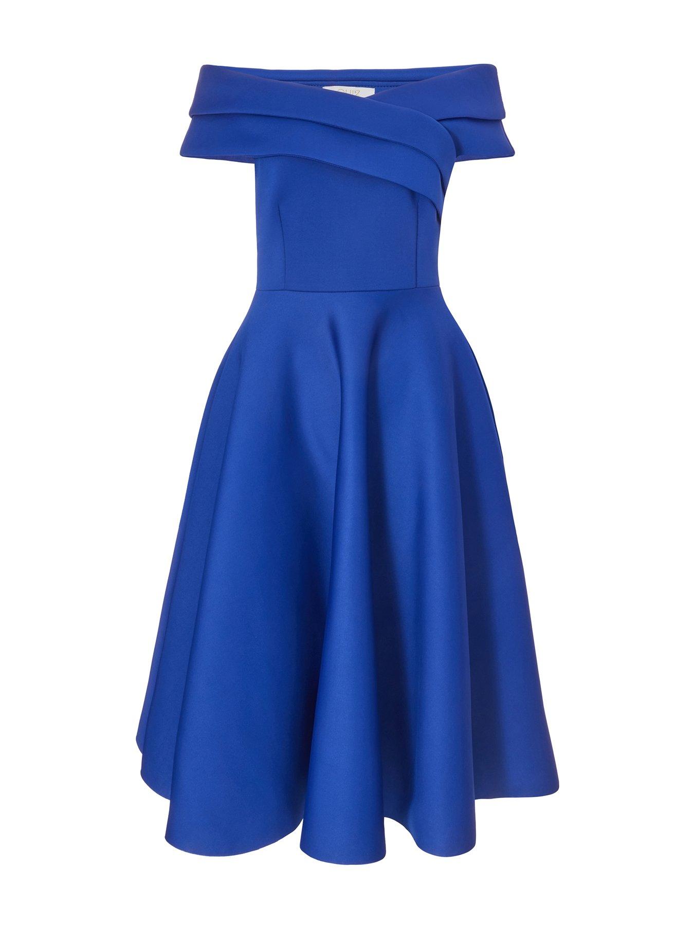 Image 4 of 6 of Quiz Royal Blue Bardot Midaxi Dress
