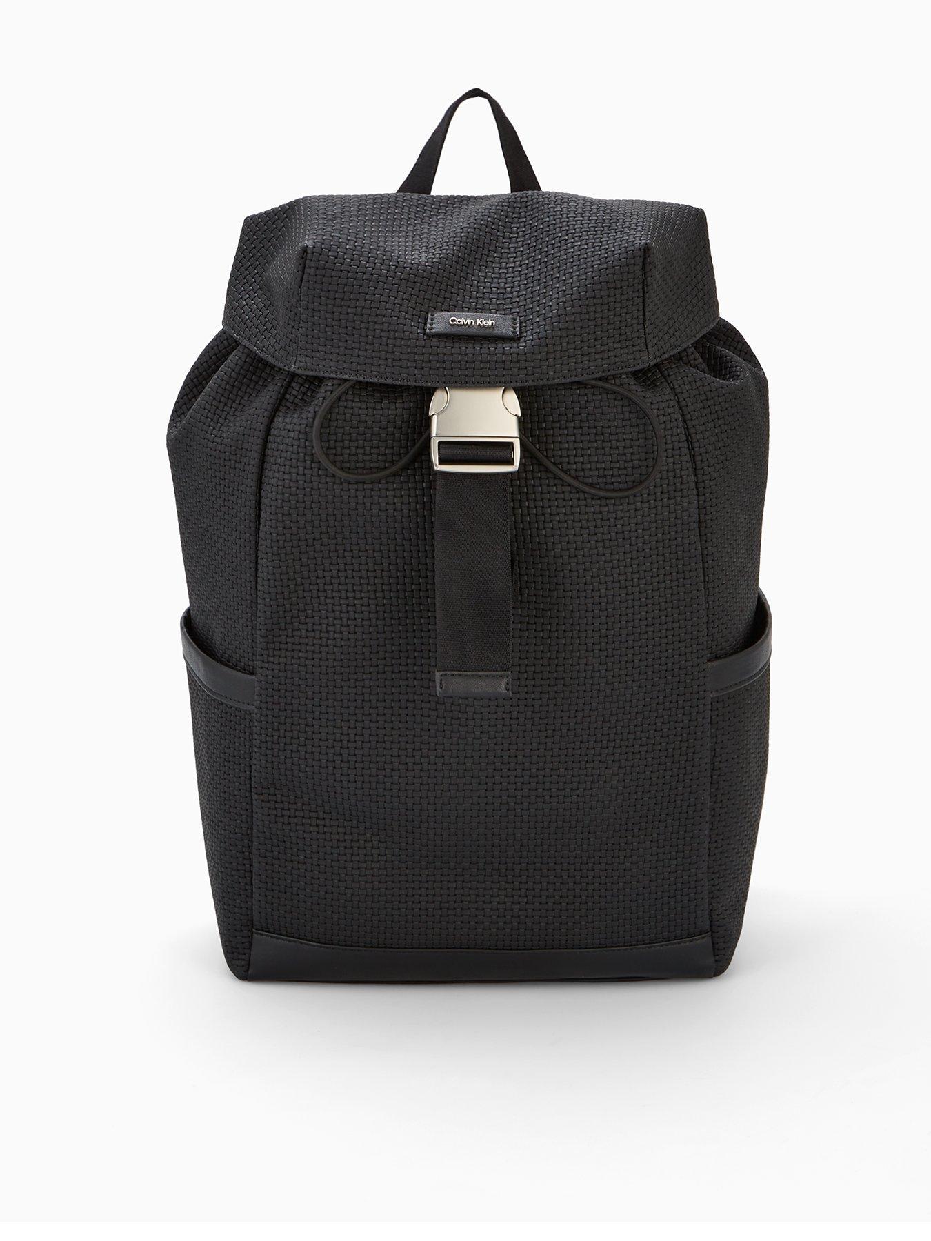 calvin-klein-embossed-woven-flap-backpack-black