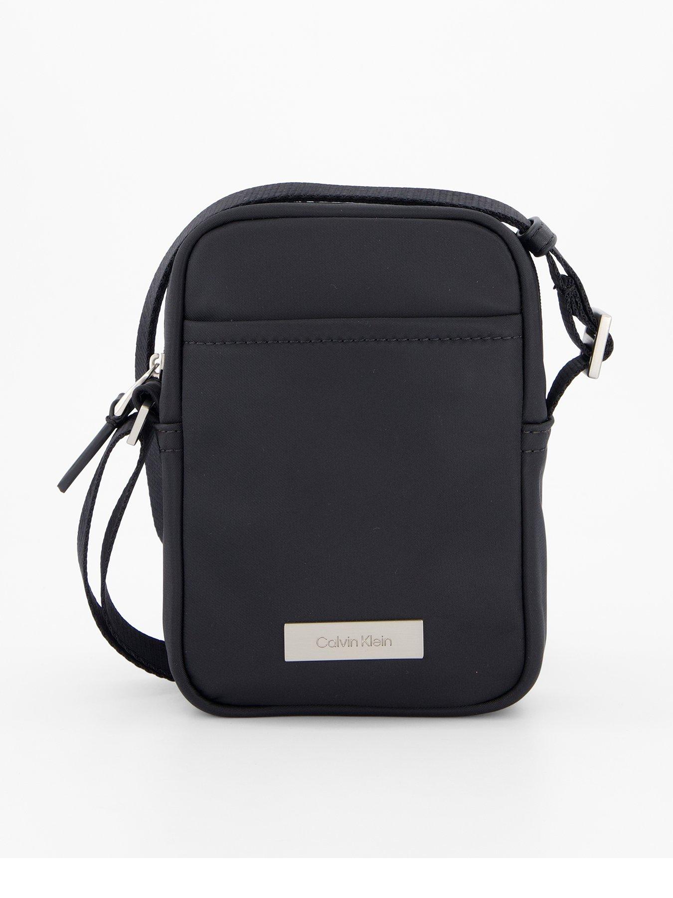 Calvin Klein Sleek Plaque Crossbody Bag - Black