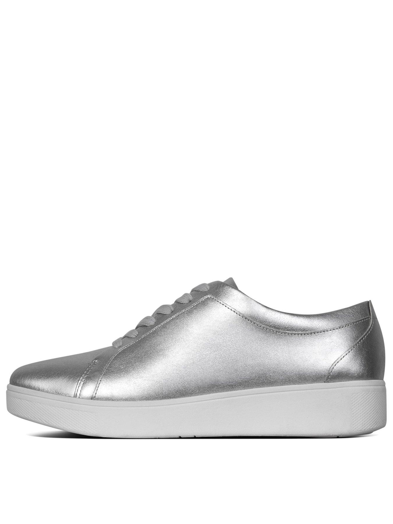 undefined Rally Crystal Trim Leather Trainer - Silver