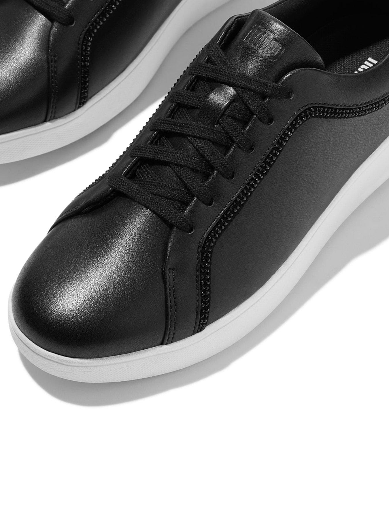 Image 5 of 5 of FitFlop Rally Crystal Trim Leather Trainer - Black