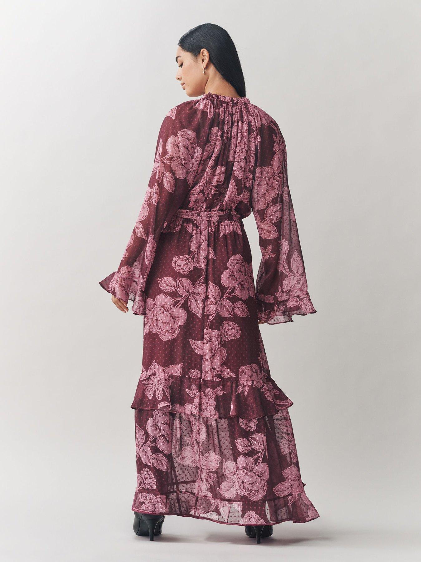 Laura Ashley Pollington Rose Tier Midi Dress - Pink | Very